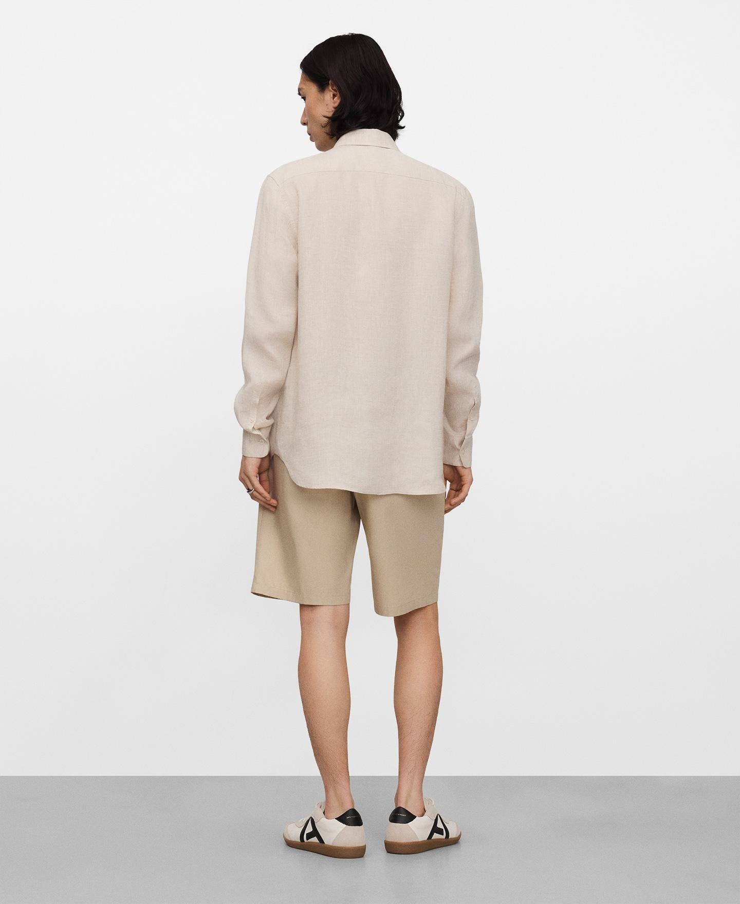Bermudas em Popelina de Algodão Bege-3