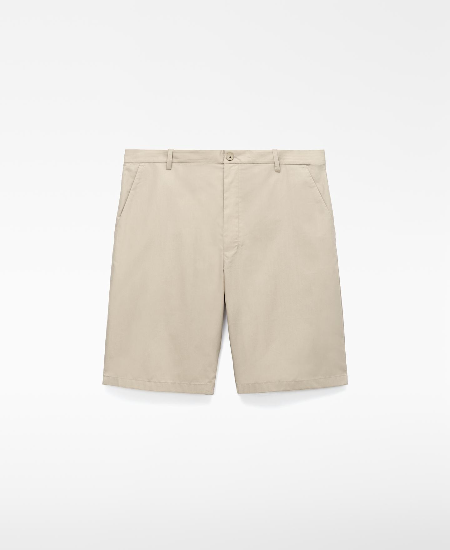 Bermudas em Popelina de Algodão Bege-5