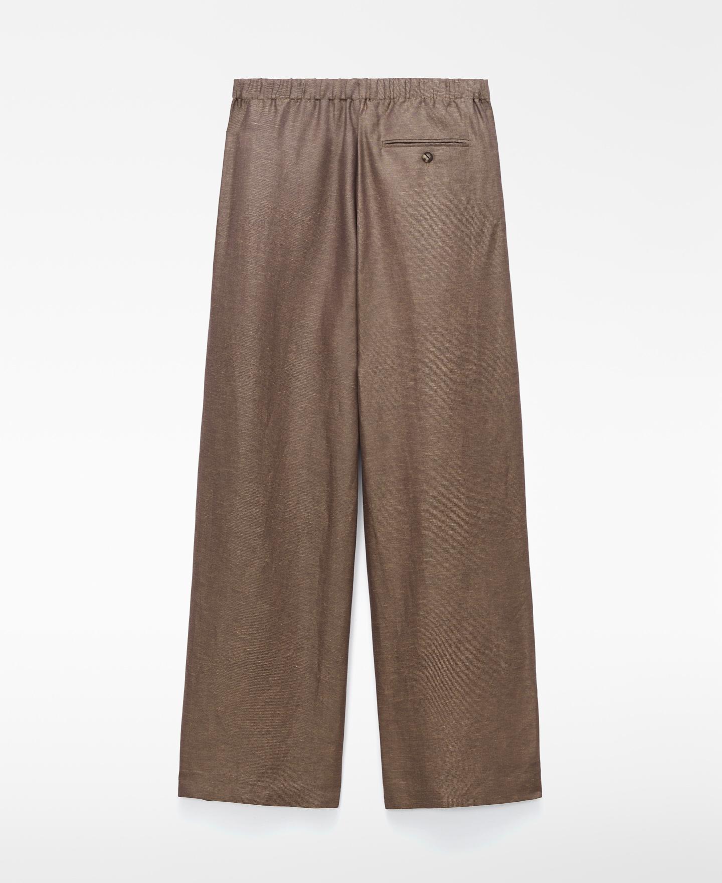 Calças Retas com Pregas Taupe-6