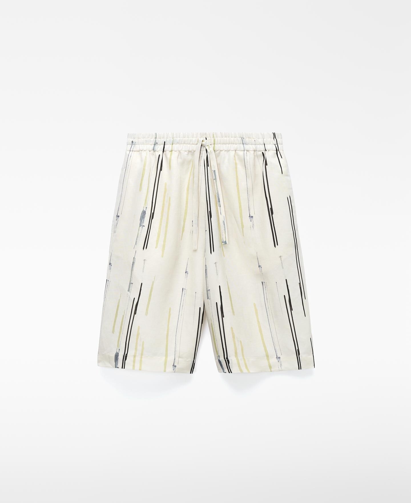 Bermudas Relaxed Fit Estampadas Branco / Preto-4