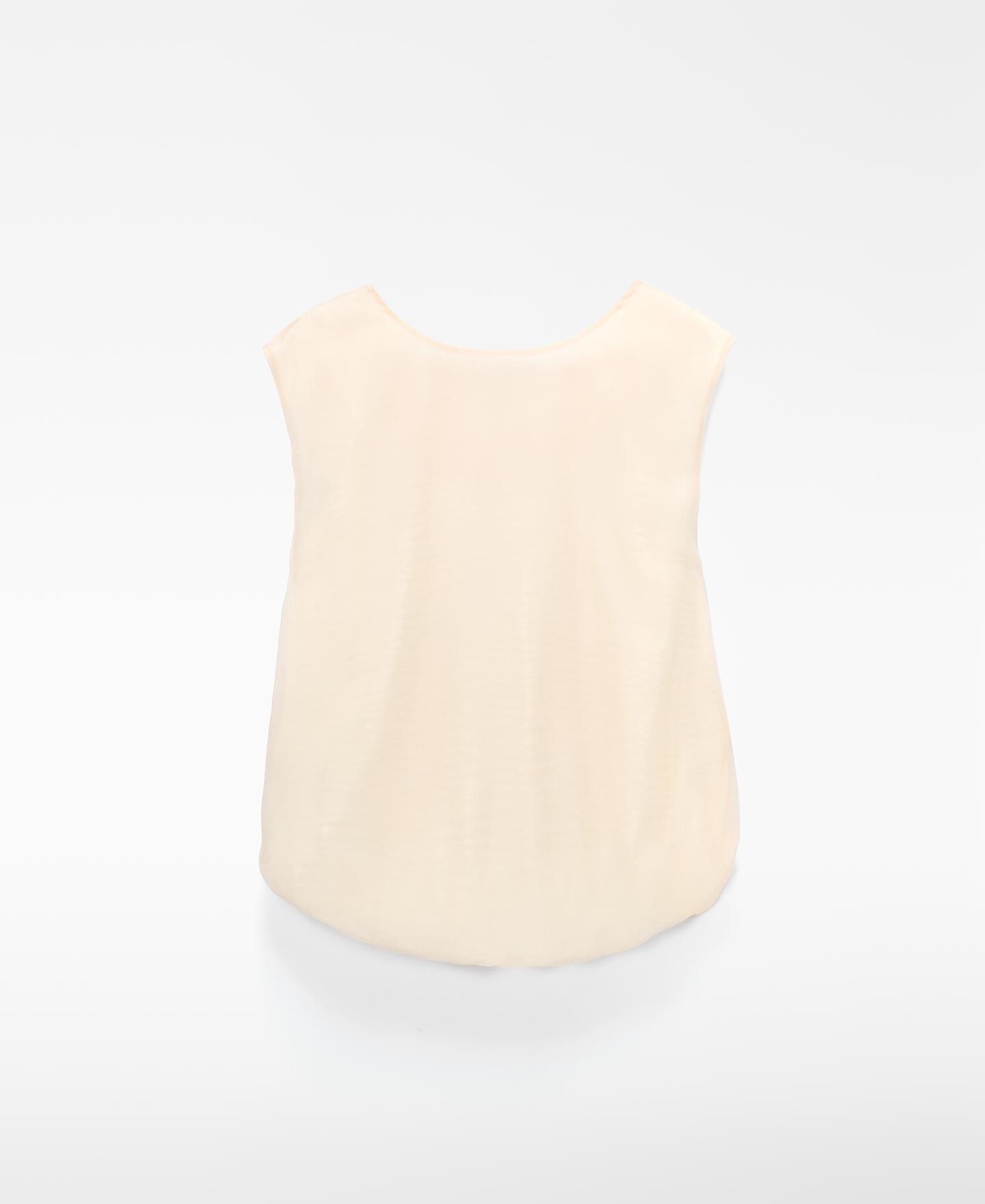 Top em Tecido Duplo com Decote Plissado Creme-6