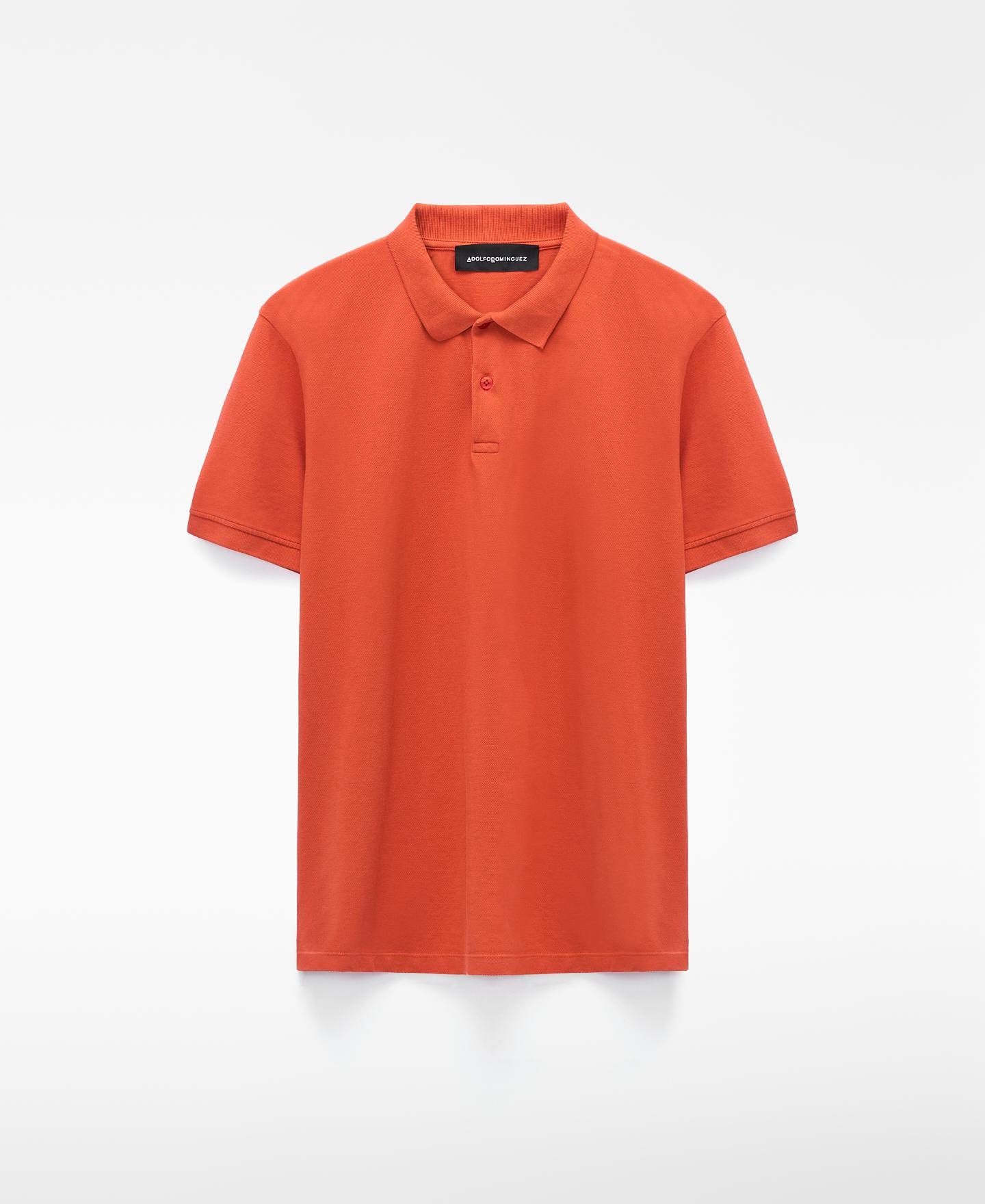 Polo de Manga Curta Regular Fit em Piqué de Algodão Orgânico Coral-5