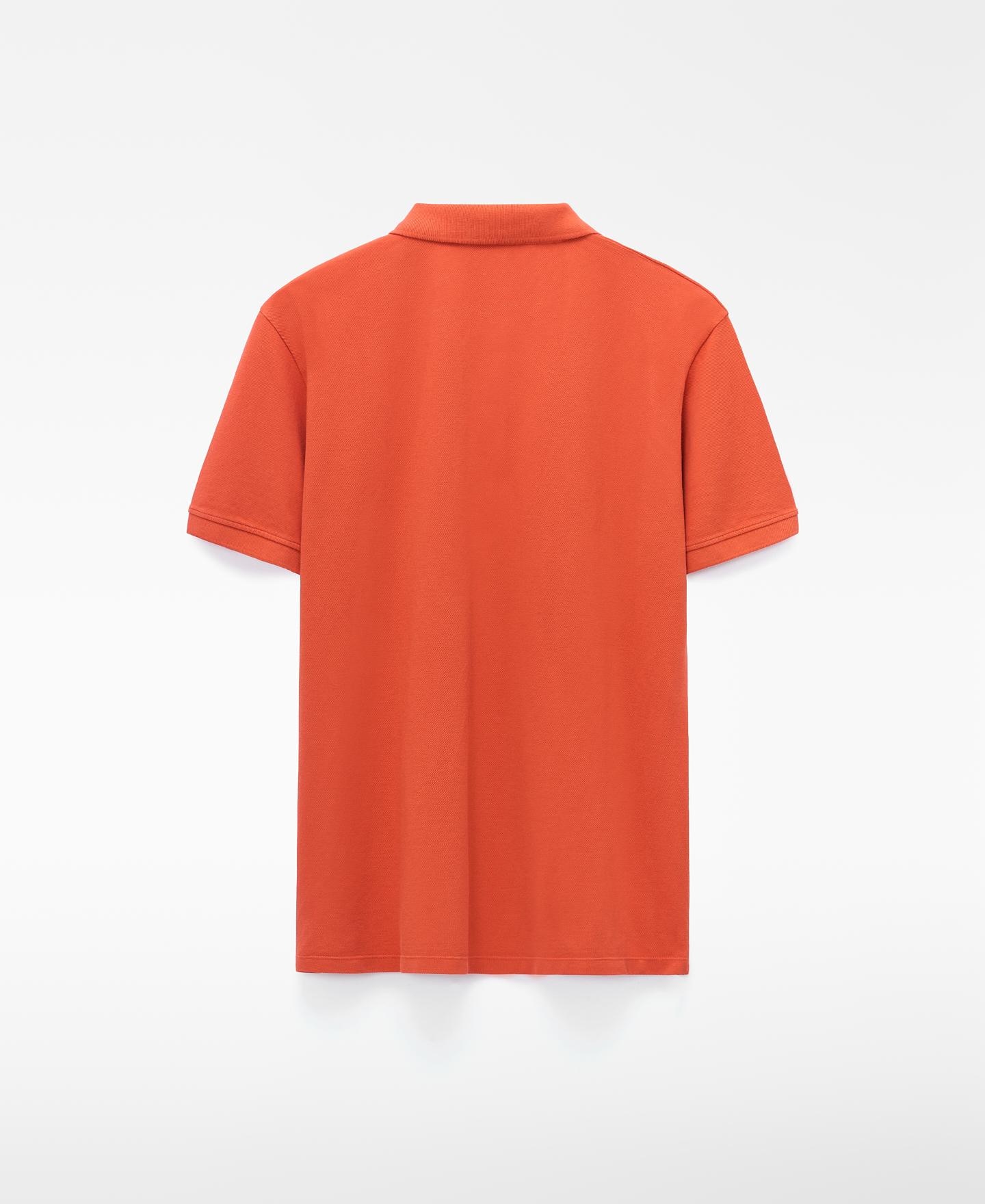 Polo de Manga Curta Regular Fit em Piqué de Algodão Orgânico Coral-6