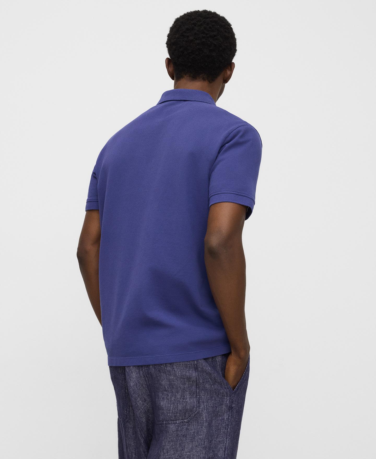 Polo de Manga Curta Regular Fit em Piqué de Algodão Orgânico Índigo-3