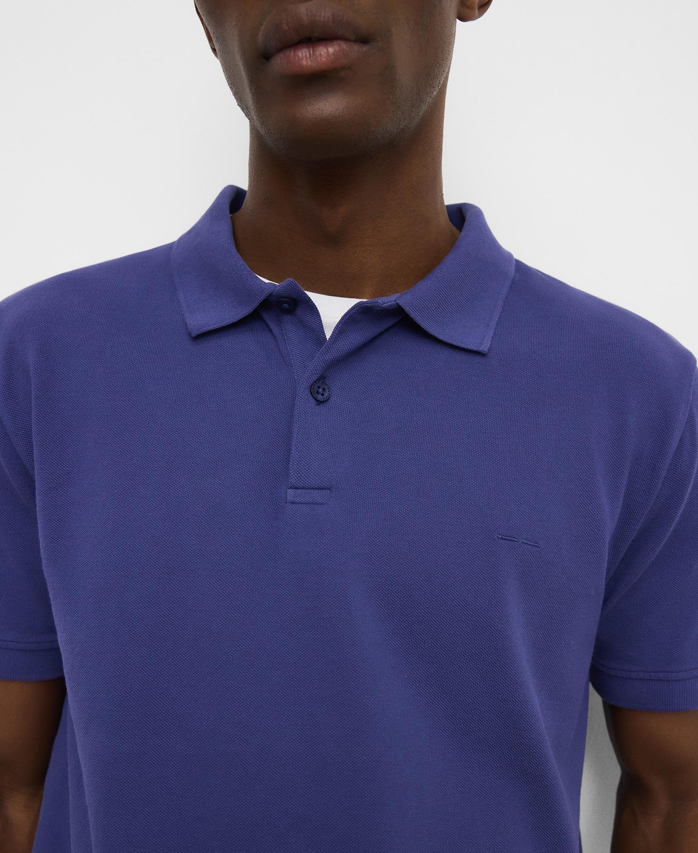 Polo de Manga Curta Regular Fit em Piqué de Algodão Orgânico Índigo-4