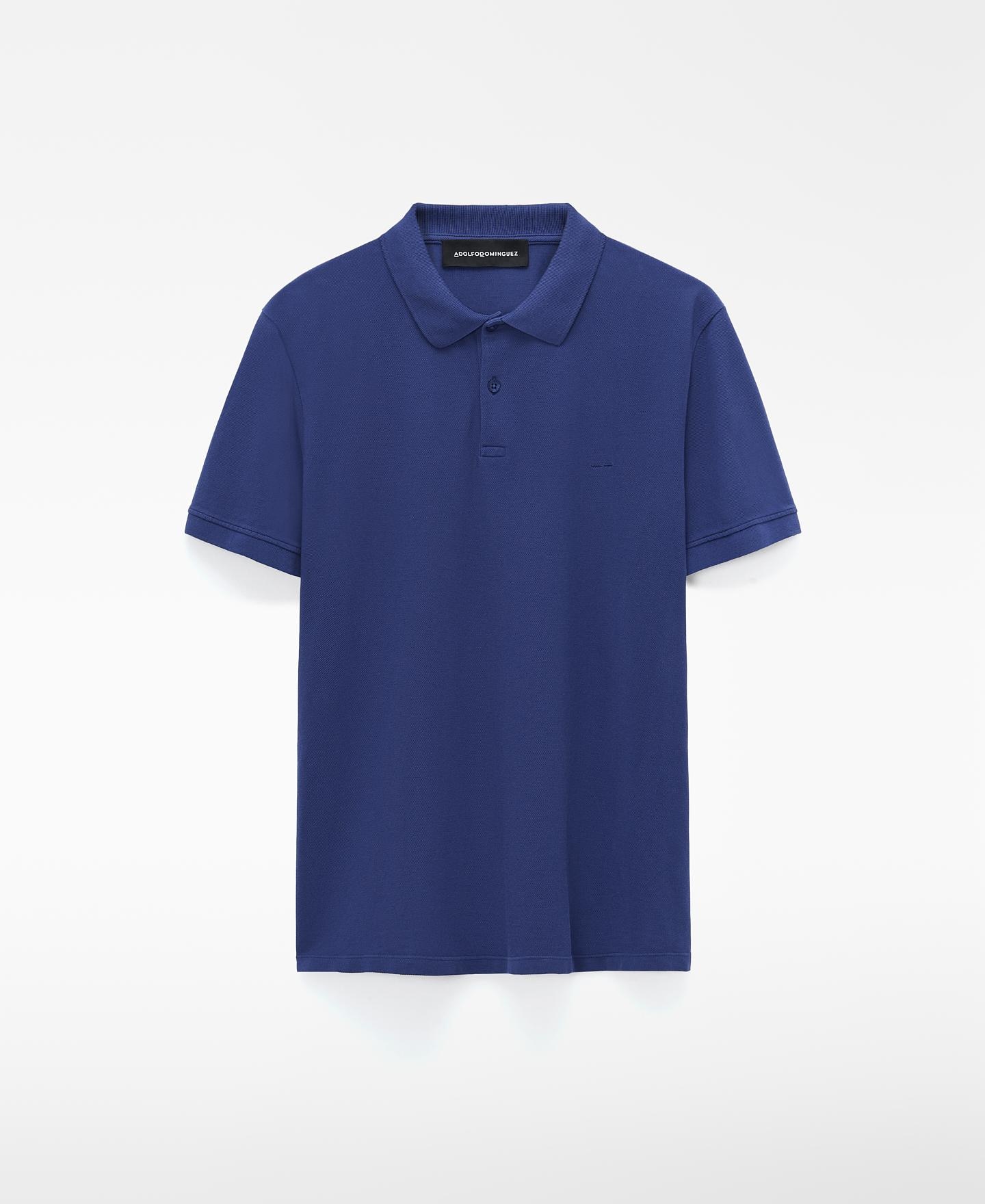 Polo de Manga Curta Regular Fit em Piqué de Algodão Orgânico Índigo-5