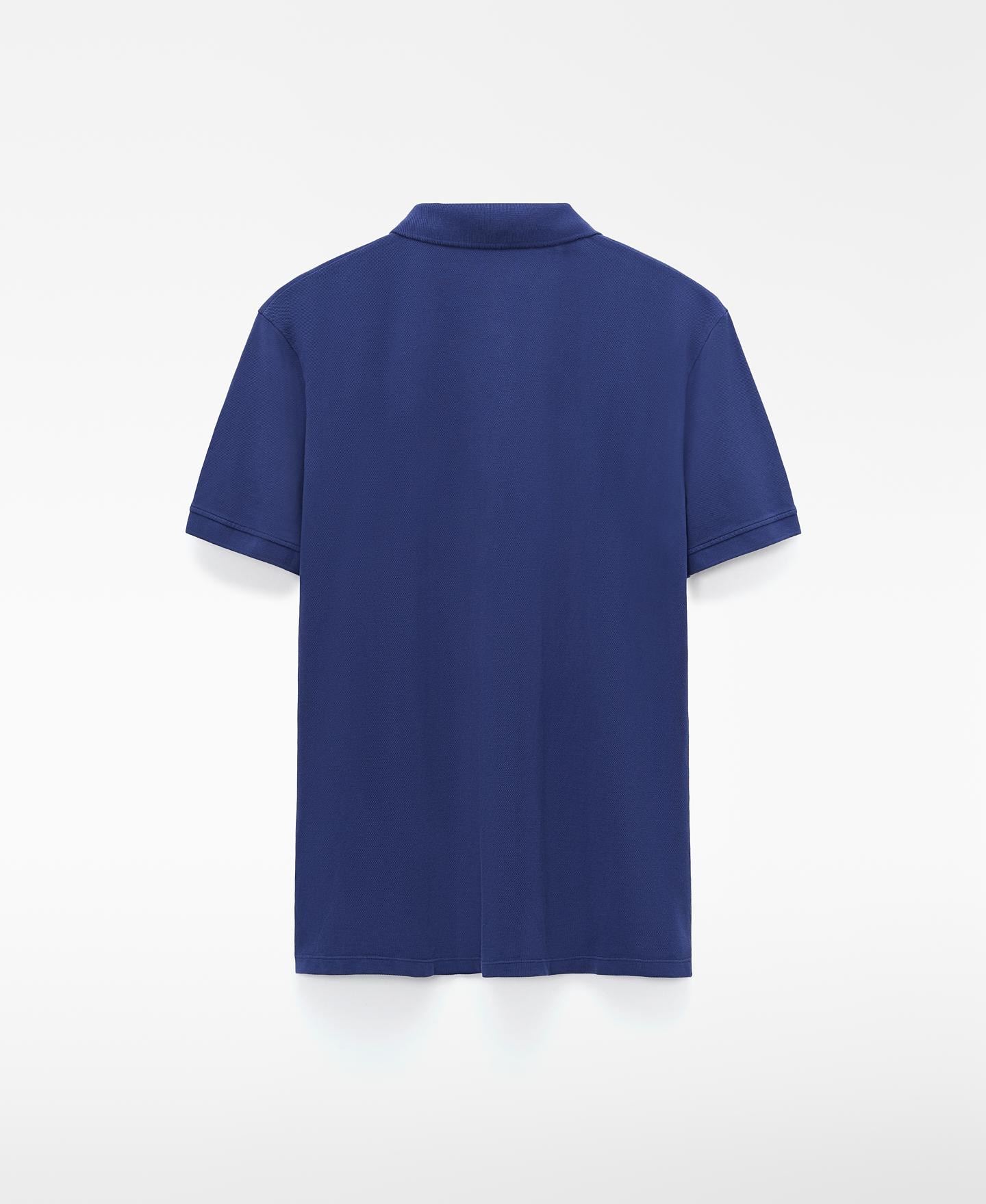 Polo de Manga Curta Regular Fit em Piqué de Algodão Orgânico Índigo-6