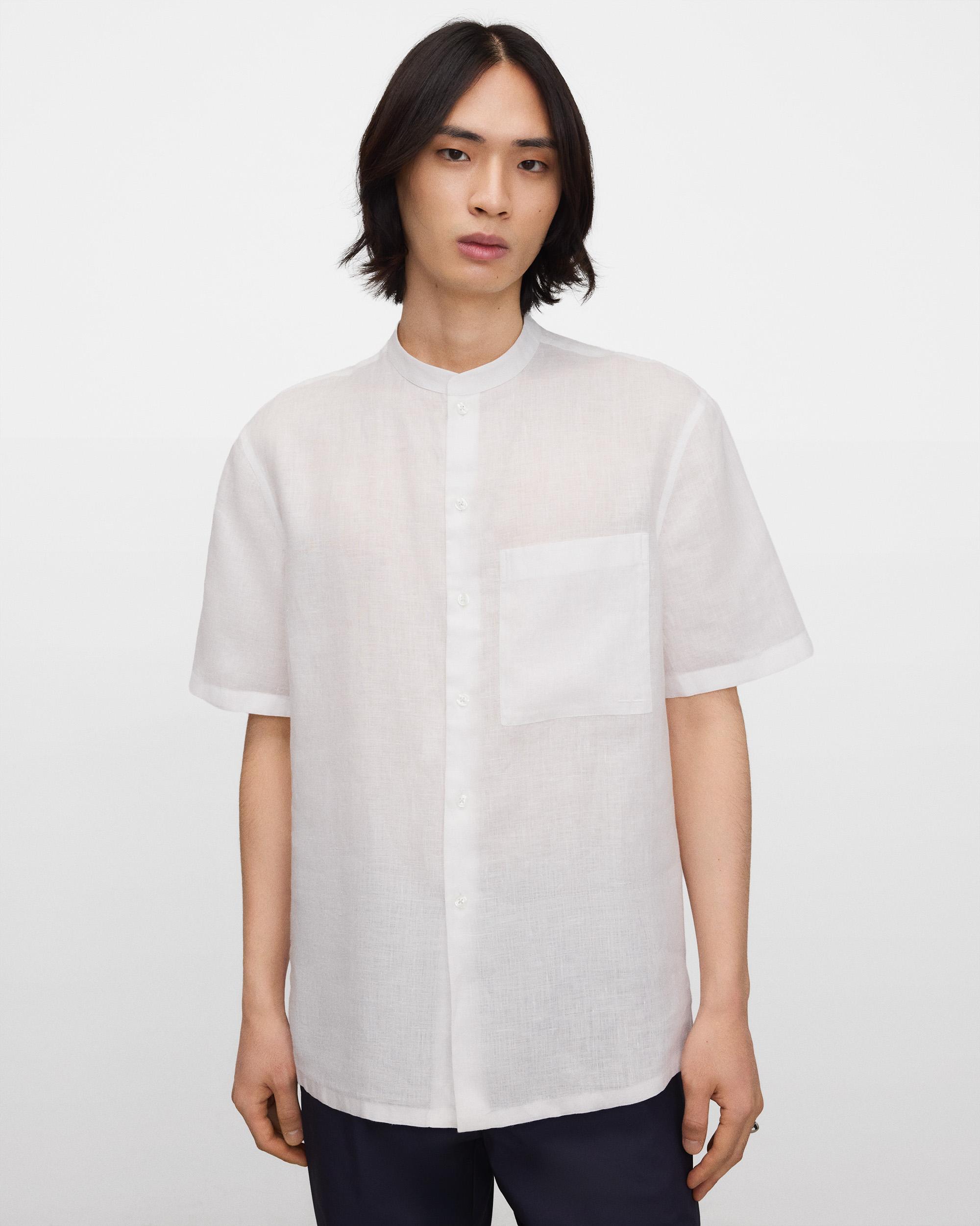 Imagem 0 de Camisa de Gola À Padre de Manga Curta em Linho Europeu