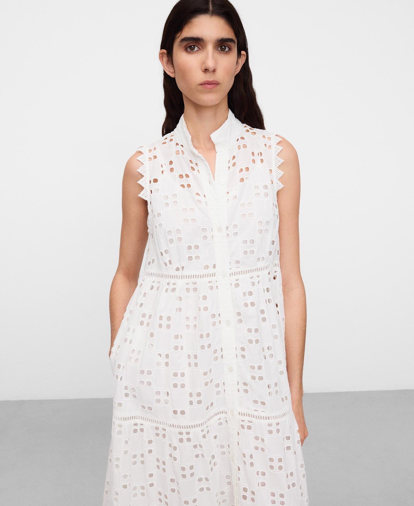 Imagem 0 de Vestido Midi em Popelina com Gola Chaminé