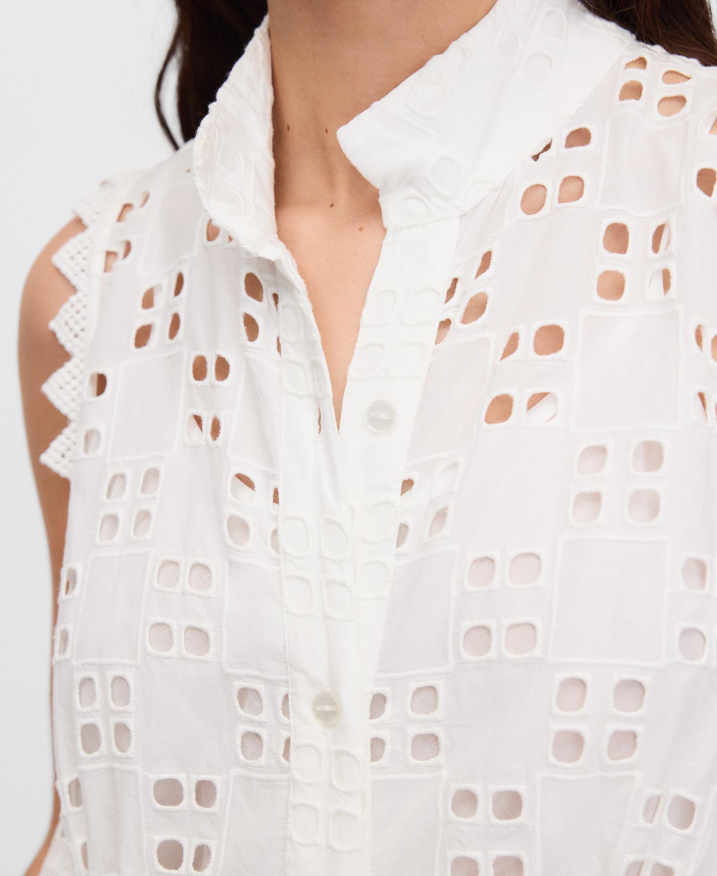 Vestido Midi em Popelina com Gola Chaminé Branco-4