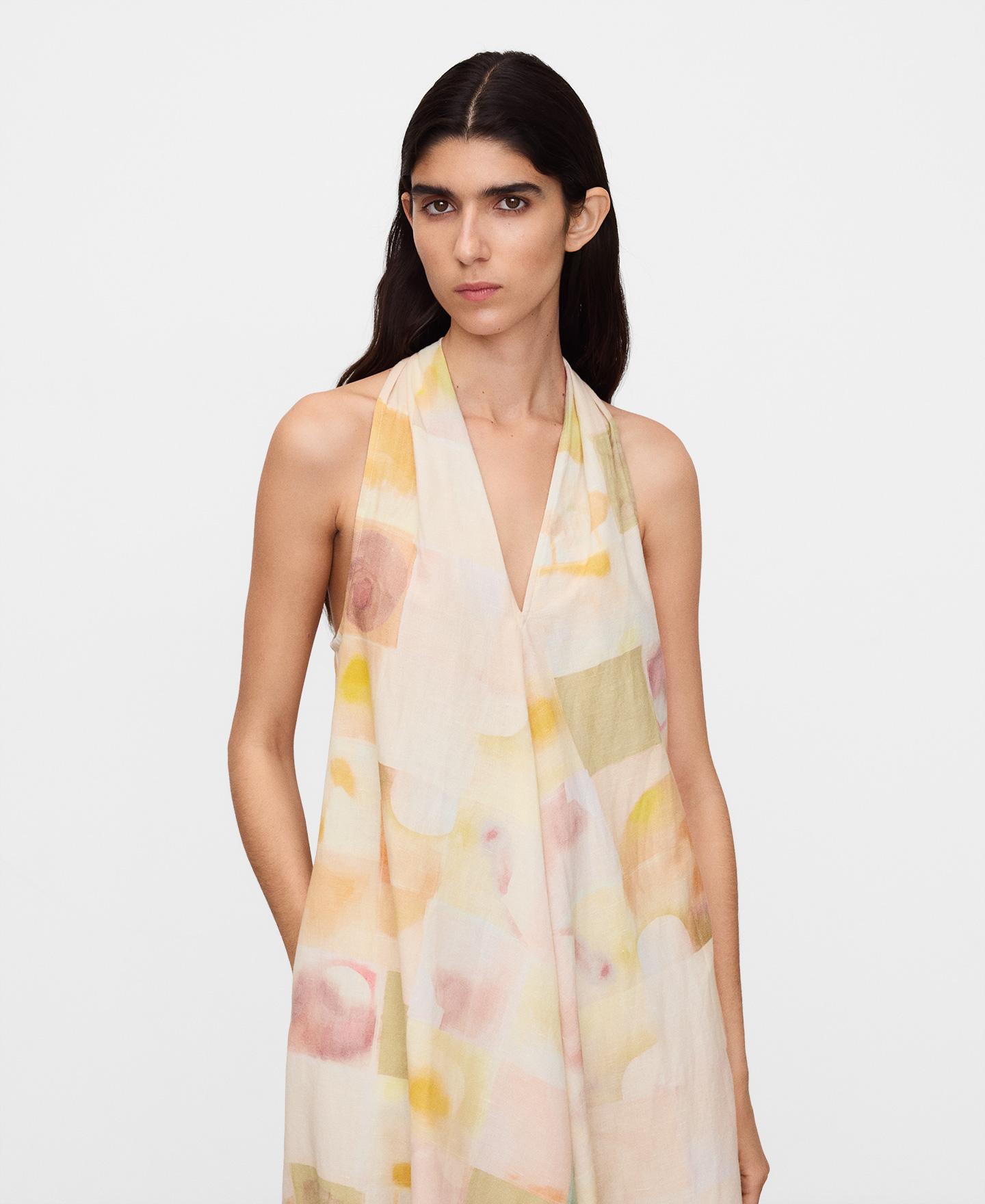 Imagem 0 de Vestido Comprido Estampado com Decote em V