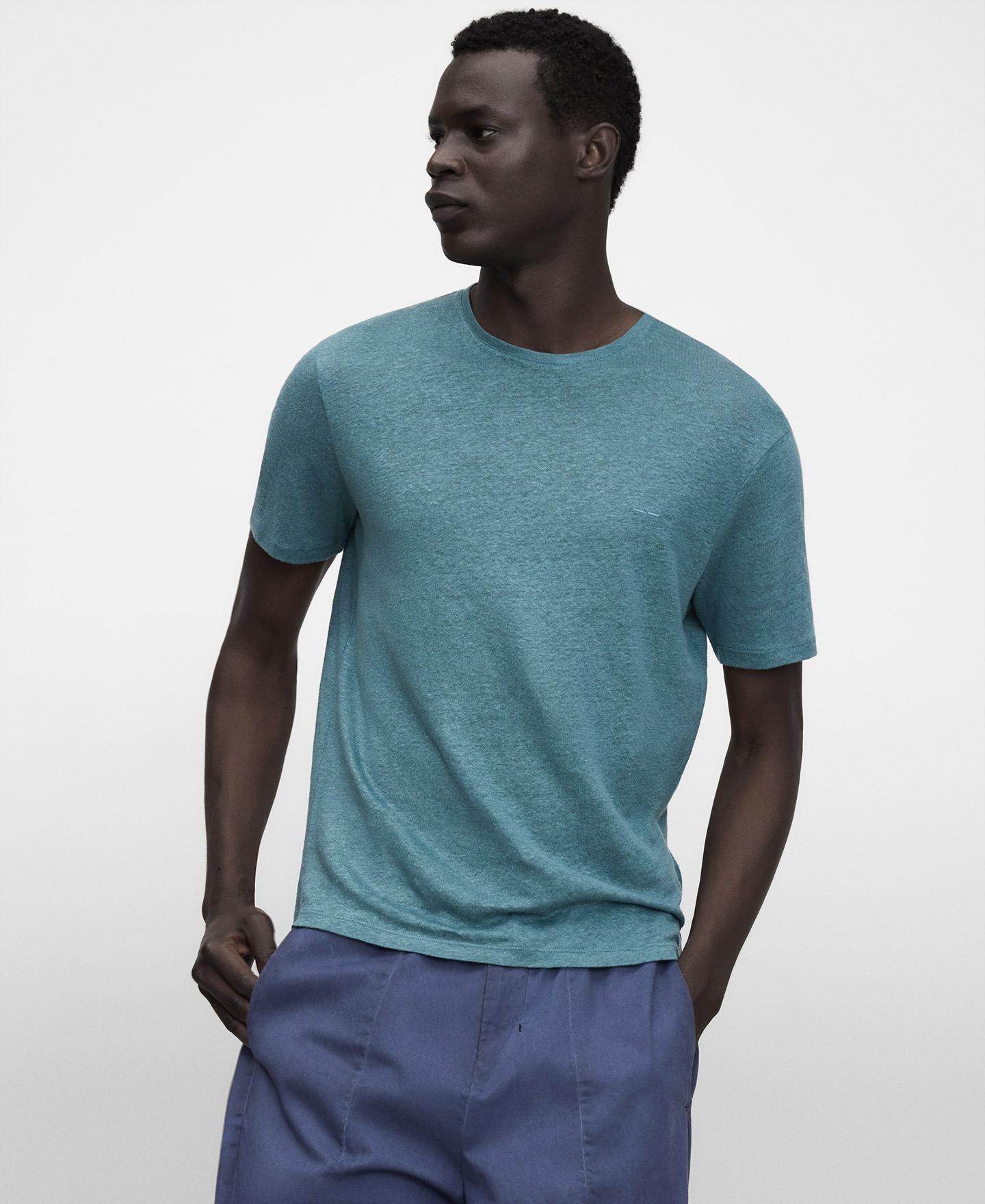 Imagem 0 de T-shirt de Manga Curta Regular Fit em Linho Europeu