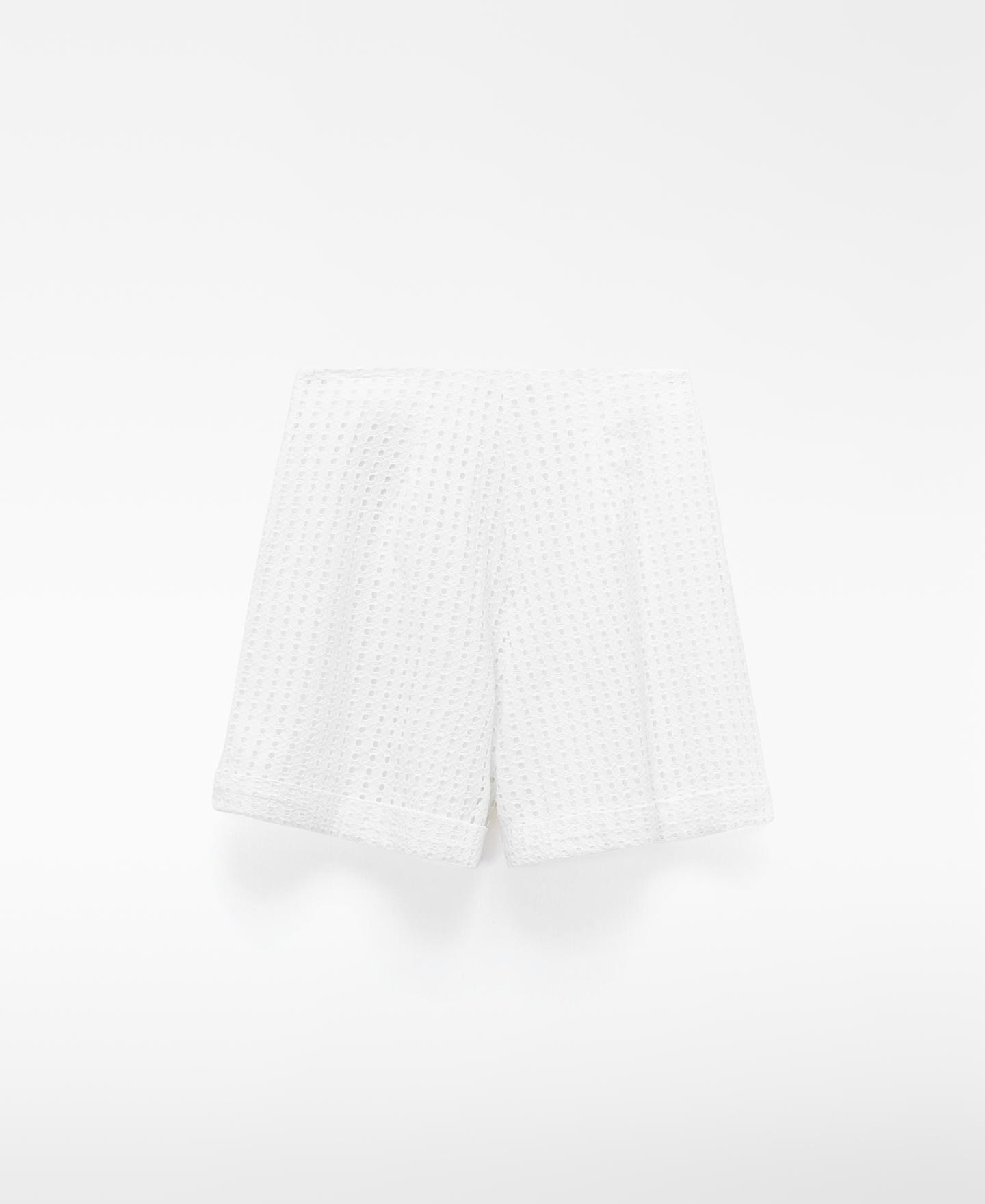 Bermudas em Popelina de Algodão Branco-5