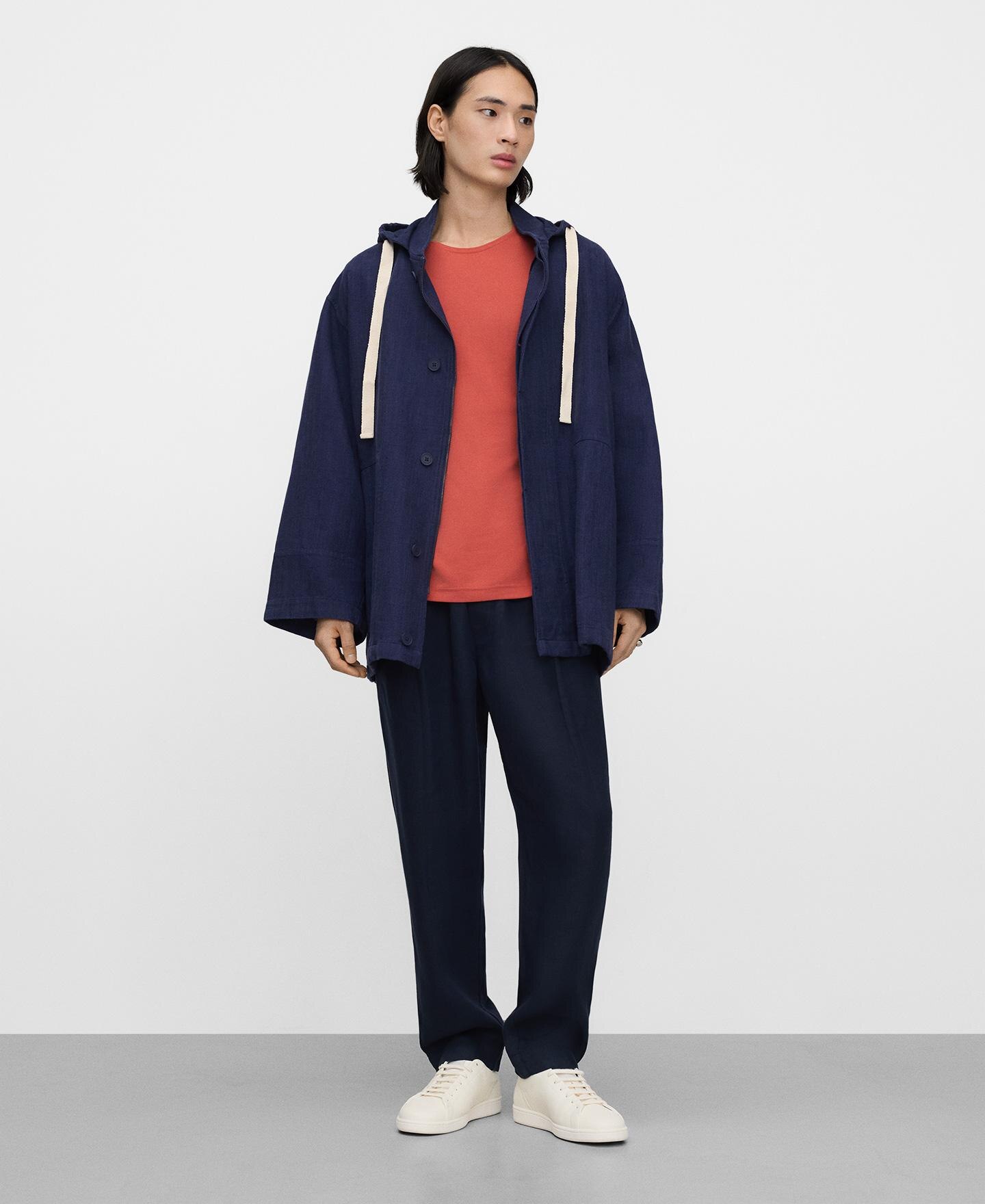Parka Oversize em Linho Europeu Índigo-2