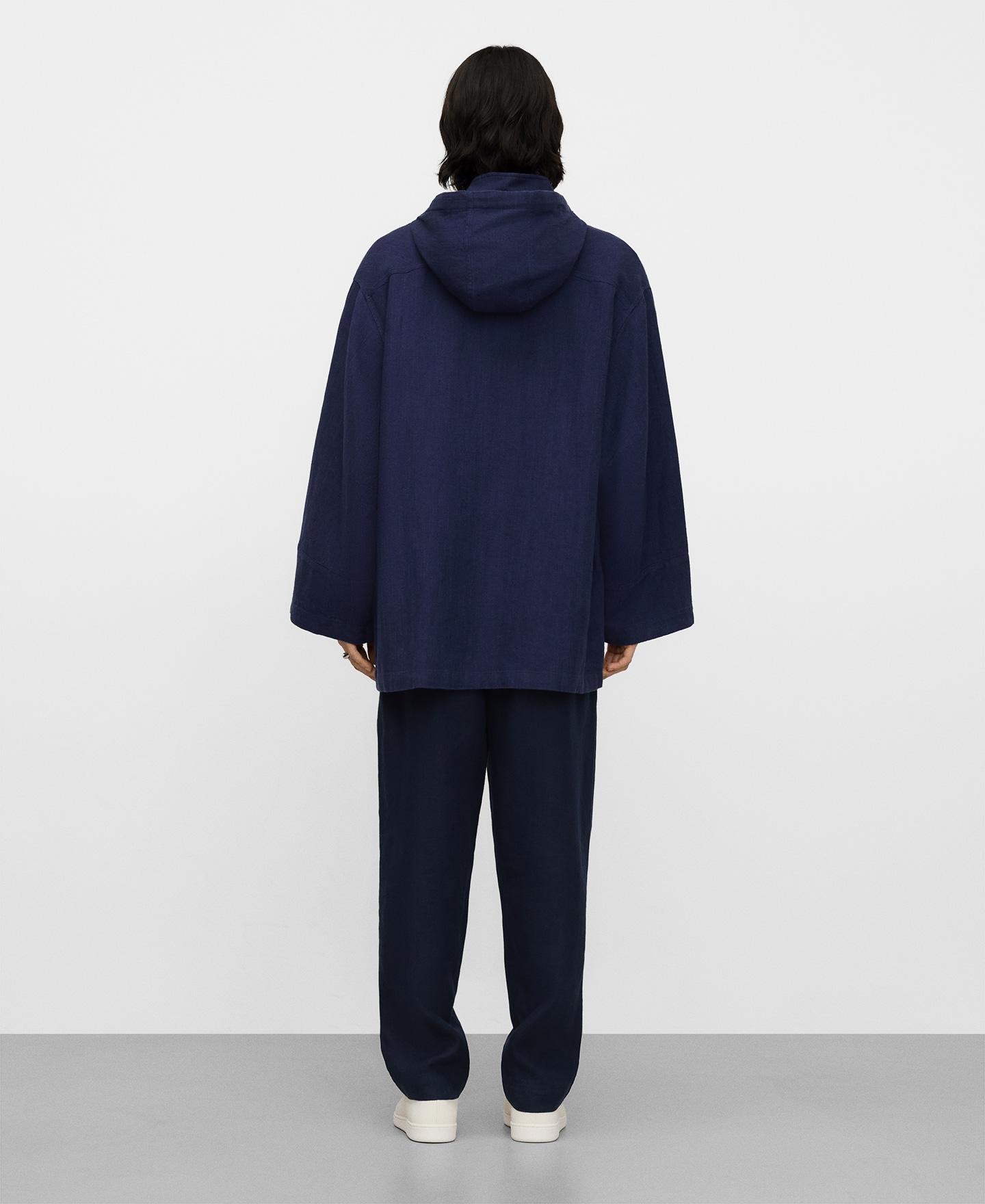 Parka Oversize em Linho Europeu Índigo-3