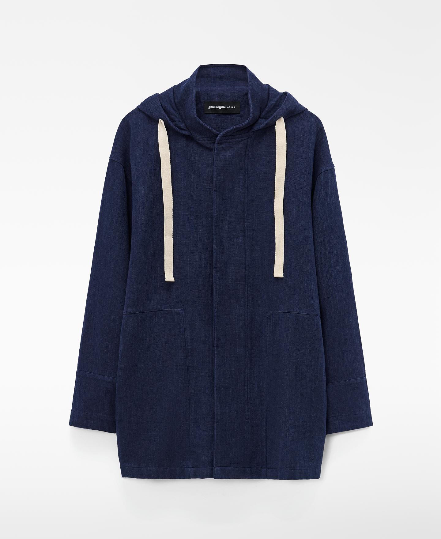 Parka Oversize em Linho Europeu Índigo-5