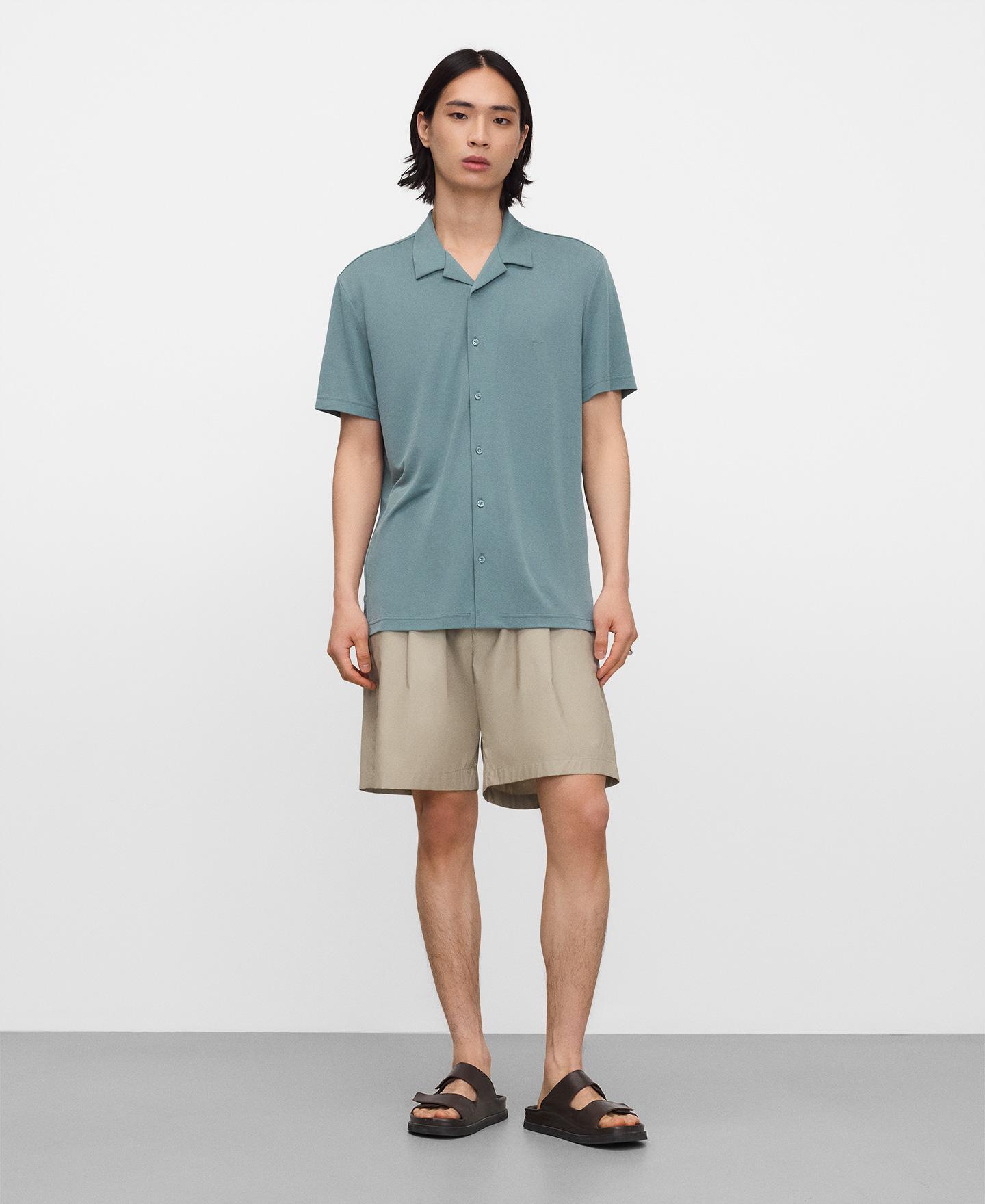 Bermudas de Algodão com Pinça Dupla Cinzento-claro-2