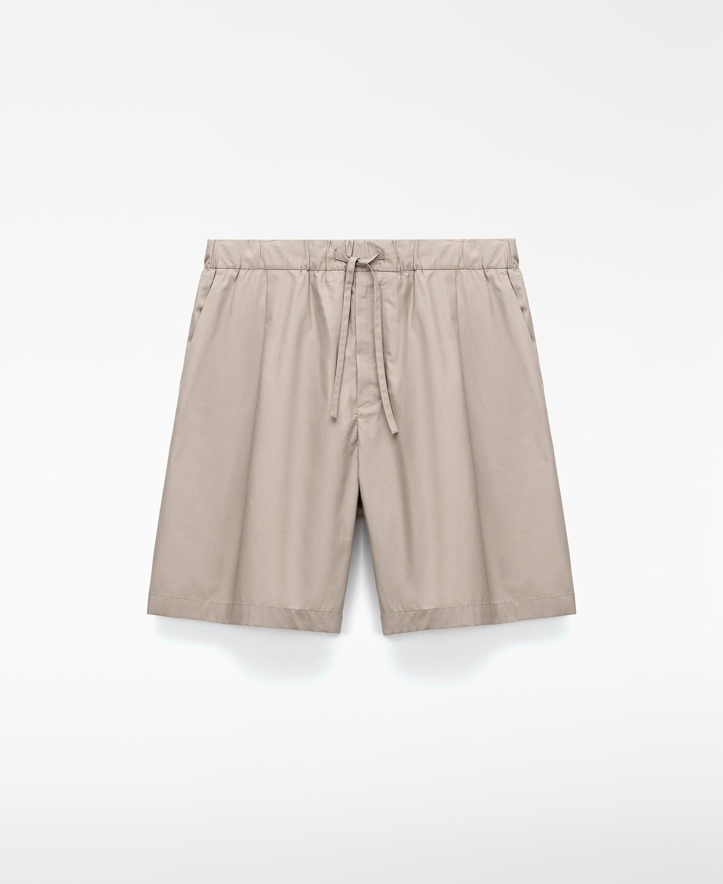 Bermudas de Algodão com Pinça Dupla Cinzento-claro-5