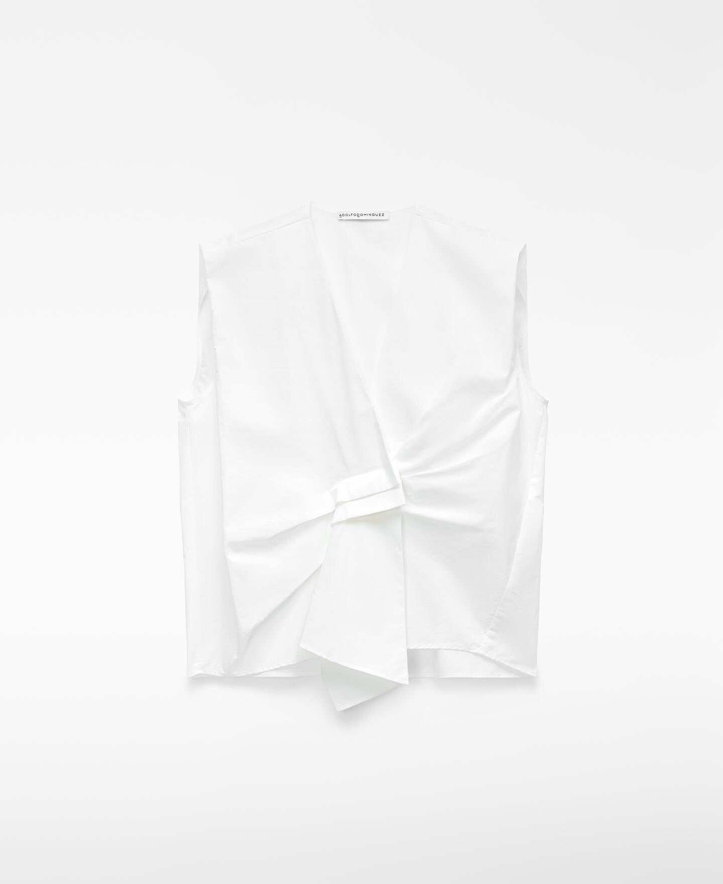 Top de Algodão Orgânico com Pregas Branco-5