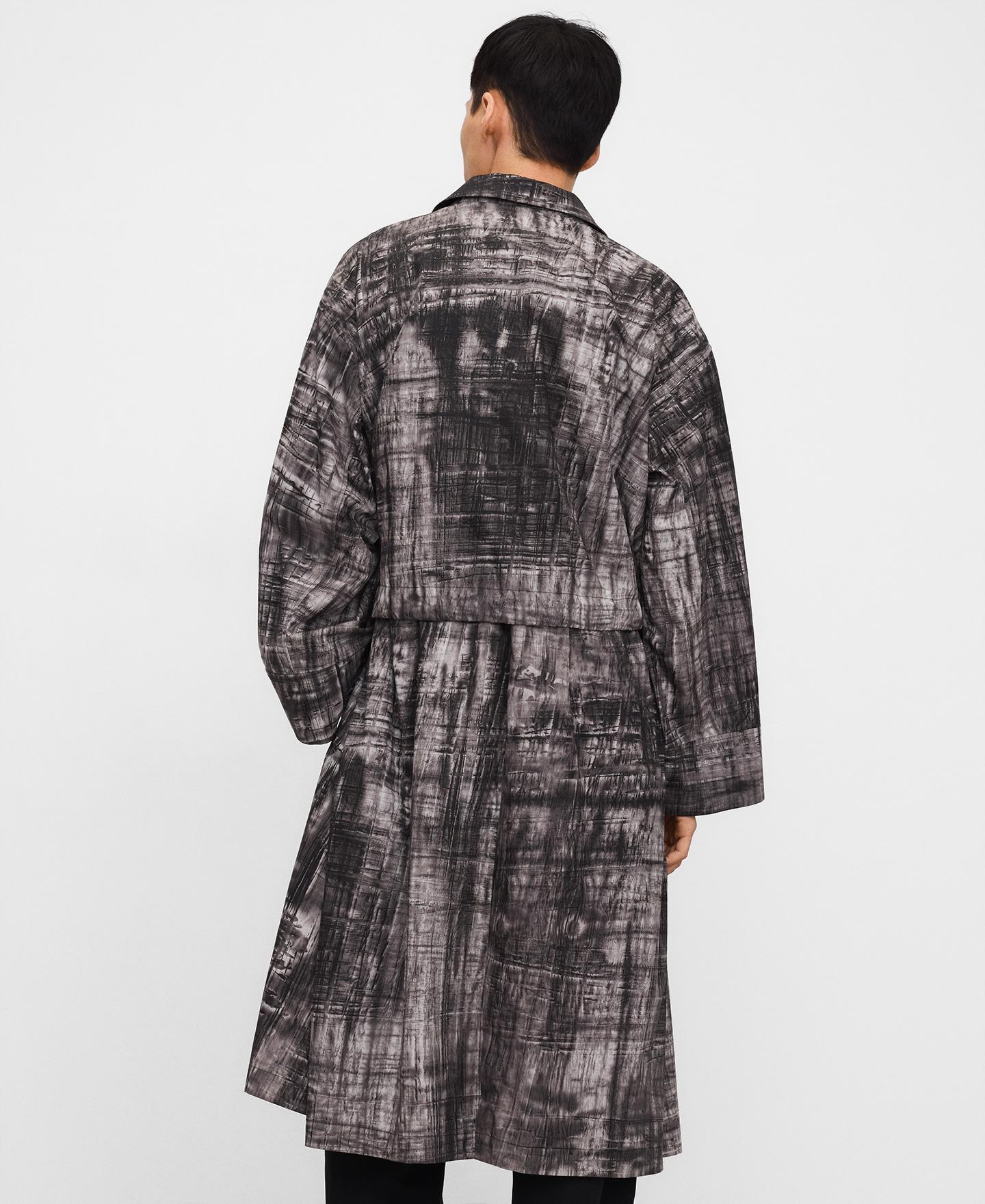 Gabardina Oversize Estampada com Capa Cinzento-3