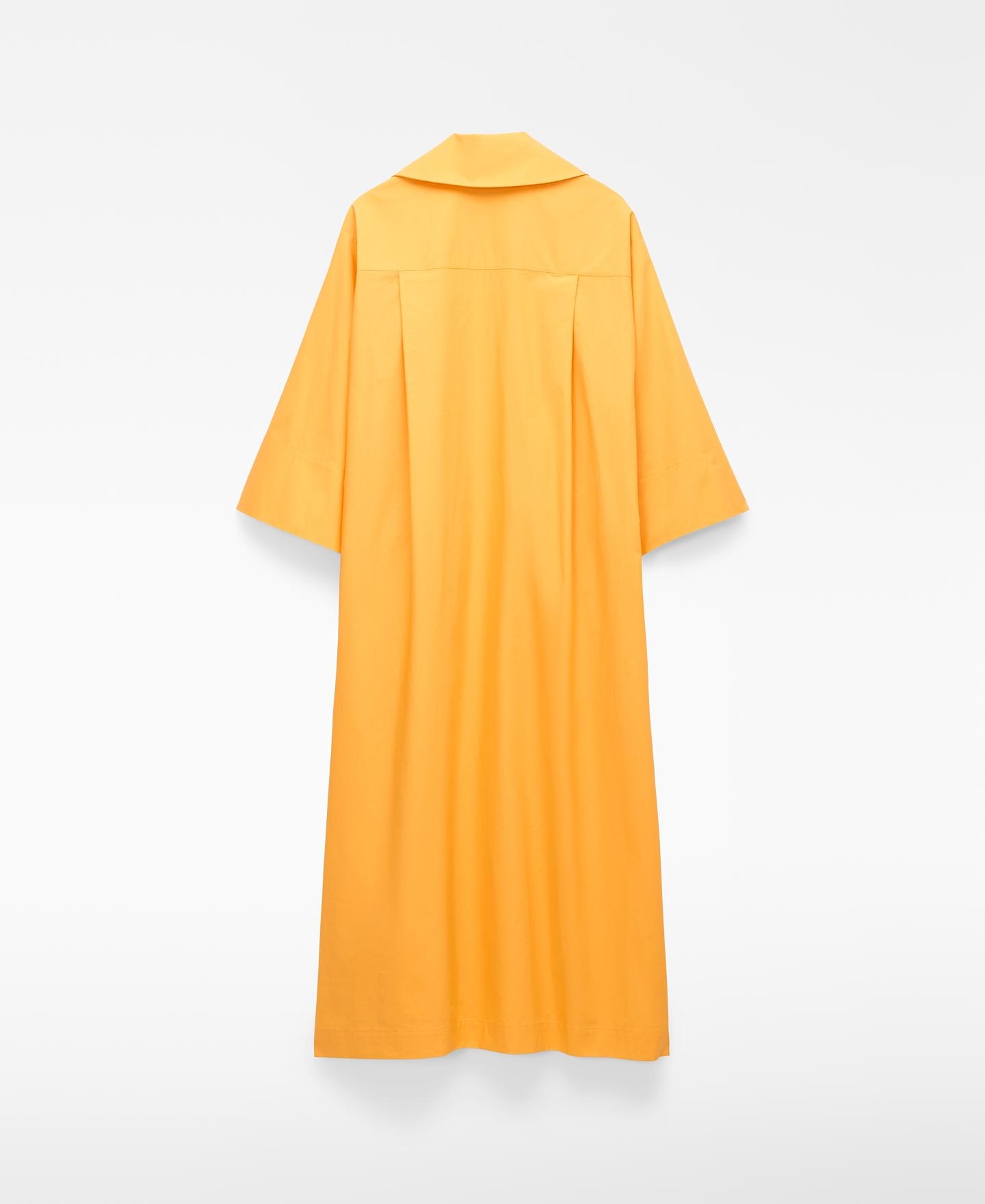 Vestido Midi Tipo Camisa com Lapela Quadrada Amarelo-6