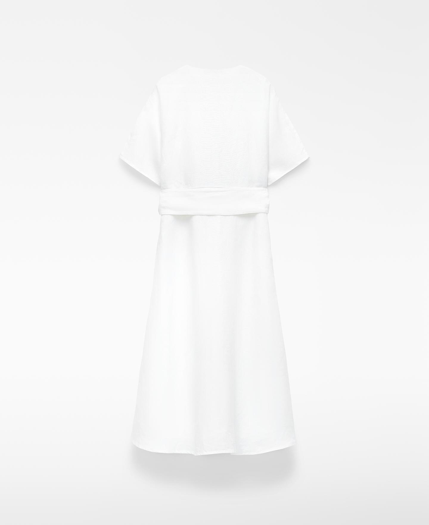 Vestido Midi em Linho Europeu Branco-6