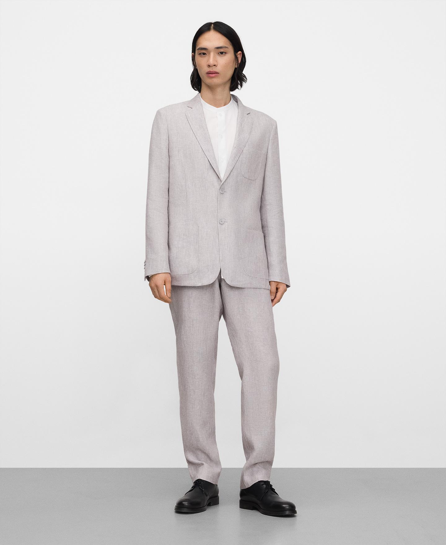 Blazer Alfaiate em Linho Europeu Cinzento-claro-2