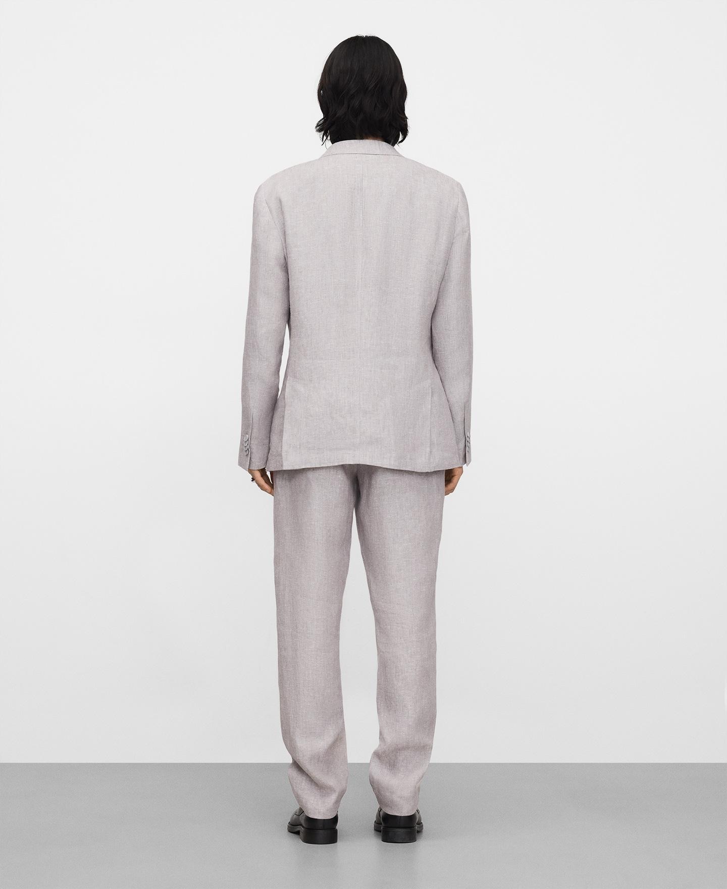Blazer Alfaiate em Linho Europeu Cinzento-claro-3