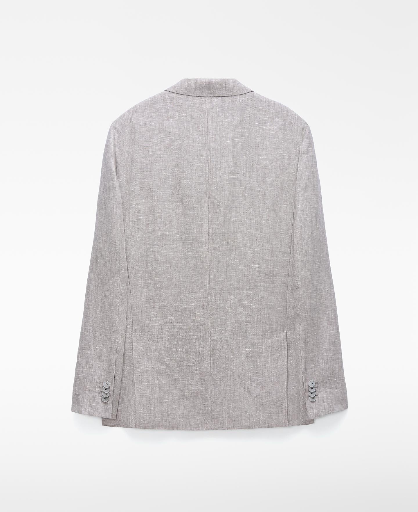 Blazer Alfaiate em Linho Europeu Cinzento-claro-6