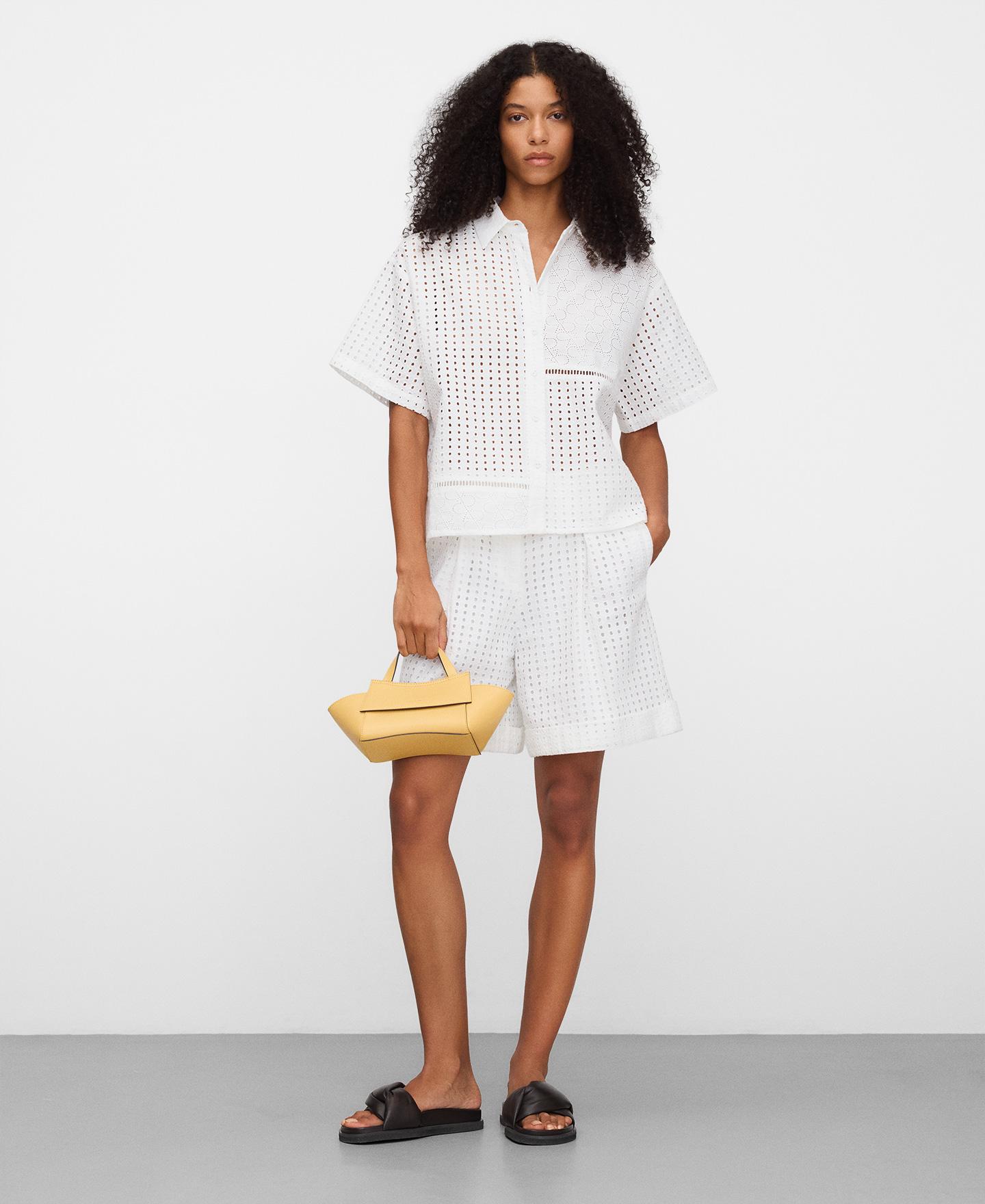 Camisa com Corte a Direito em Popelina Branco-2