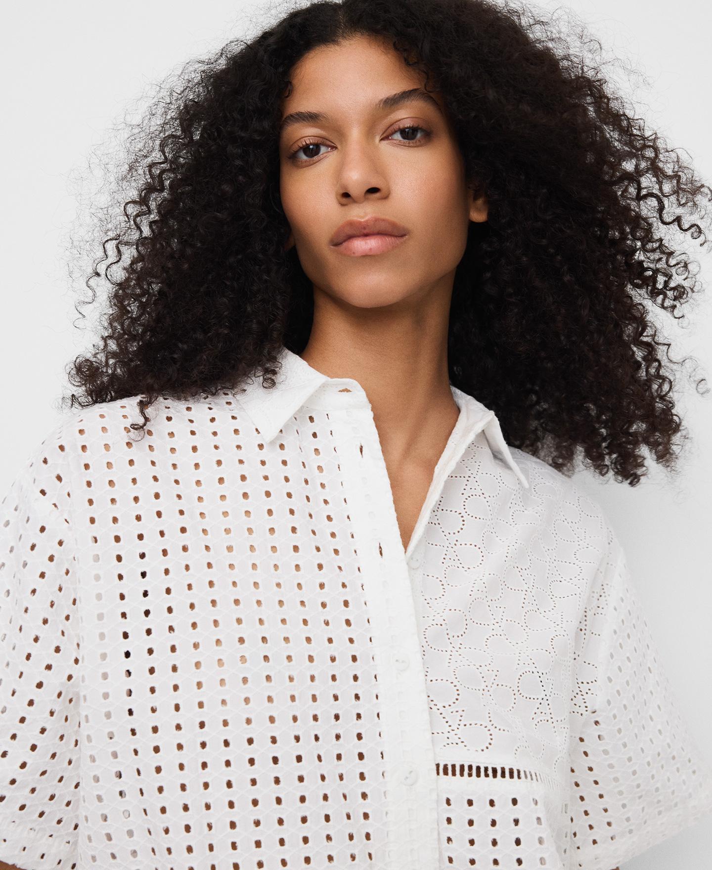 Camisa com Corte a Direito em Popelina Branco-4
