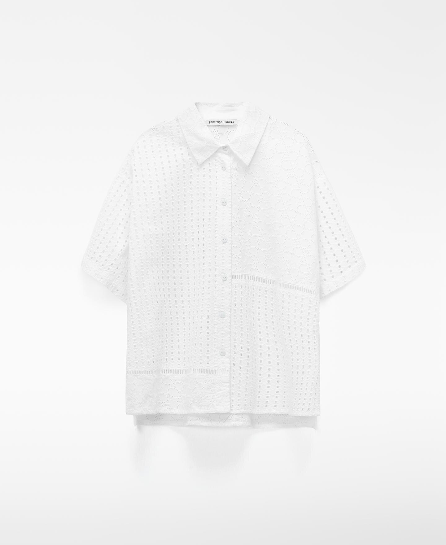 Camisa com Corte a Direito em Popelina Branco-5