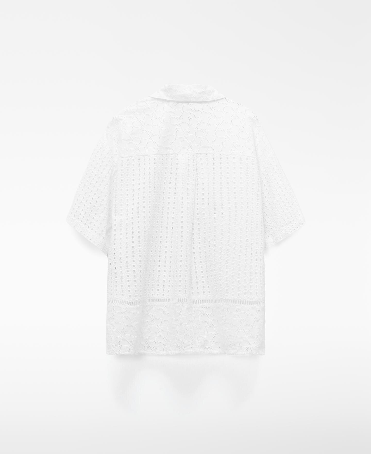 Camisa com Corte a Direito em Popelina Branco-6