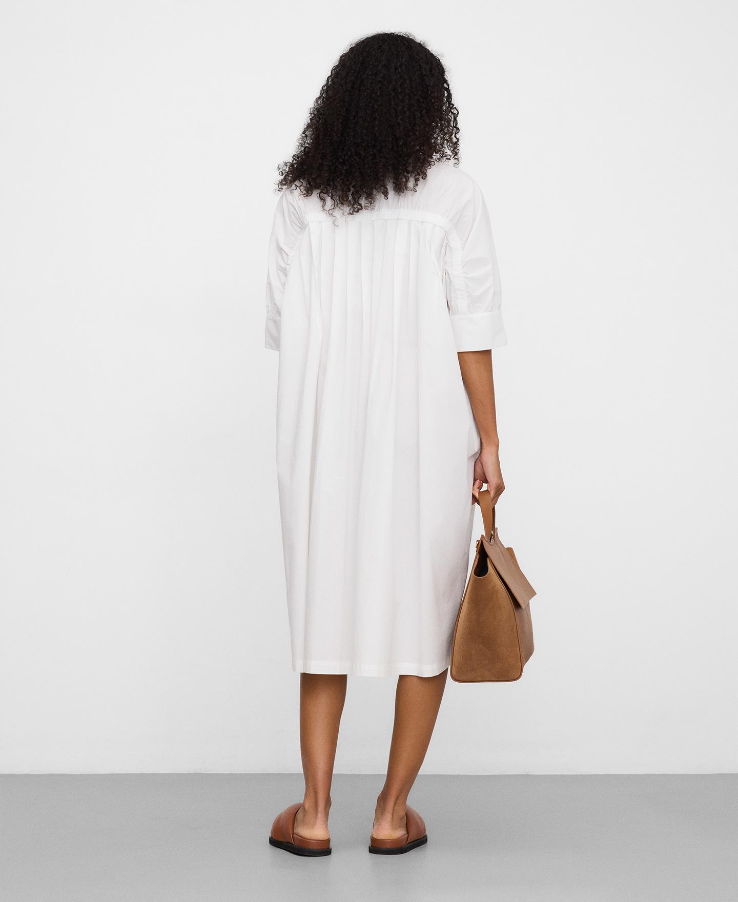 Vestido Midi Tipo Camisa com Gola Tira Branco-3