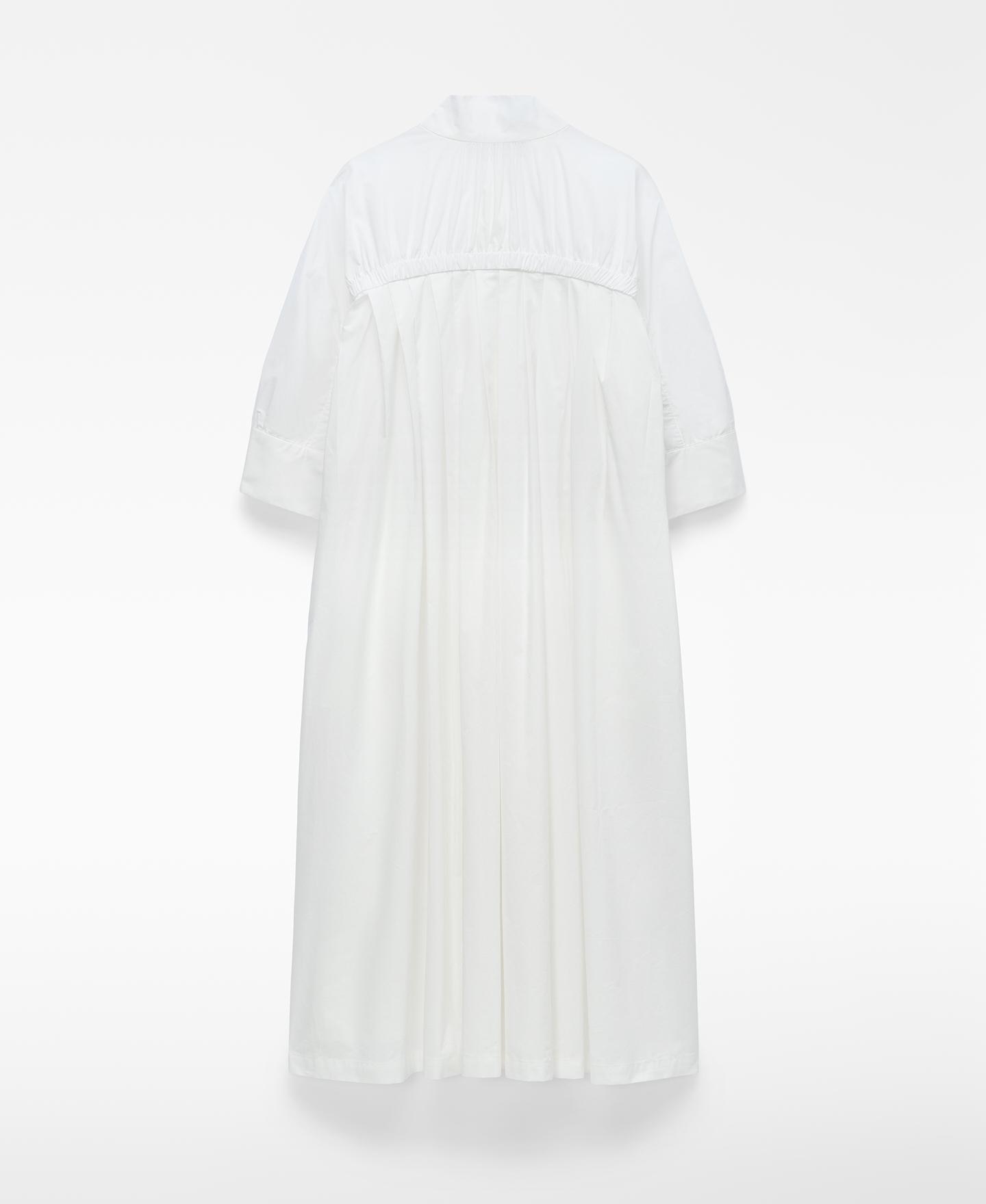 Vestido Midi Tipo Camisa com Gola Tira Branco-6