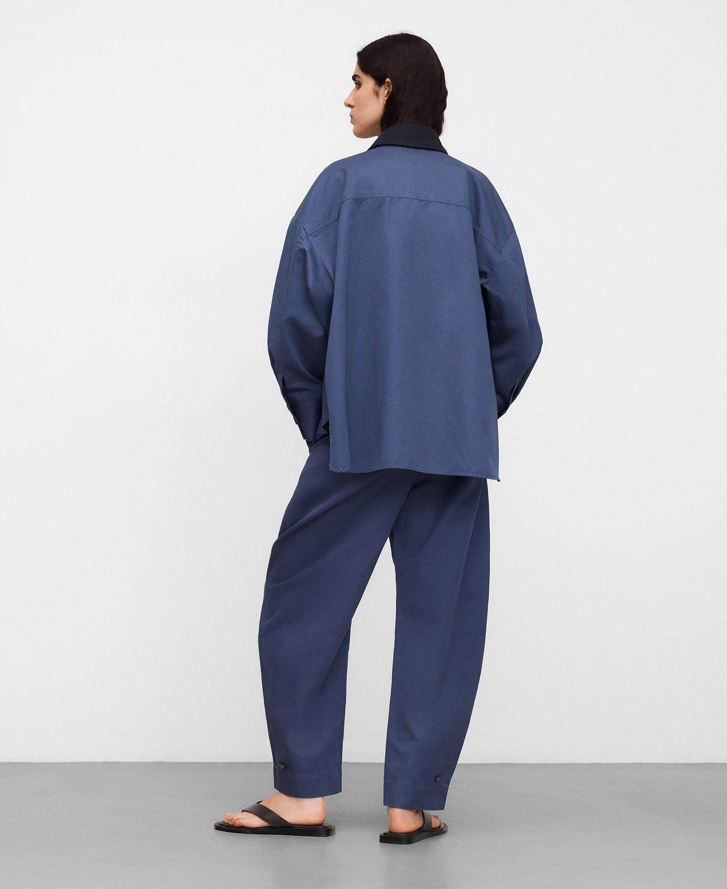 Sobrecamisa Oversize com Gola em Contraste Azul-3