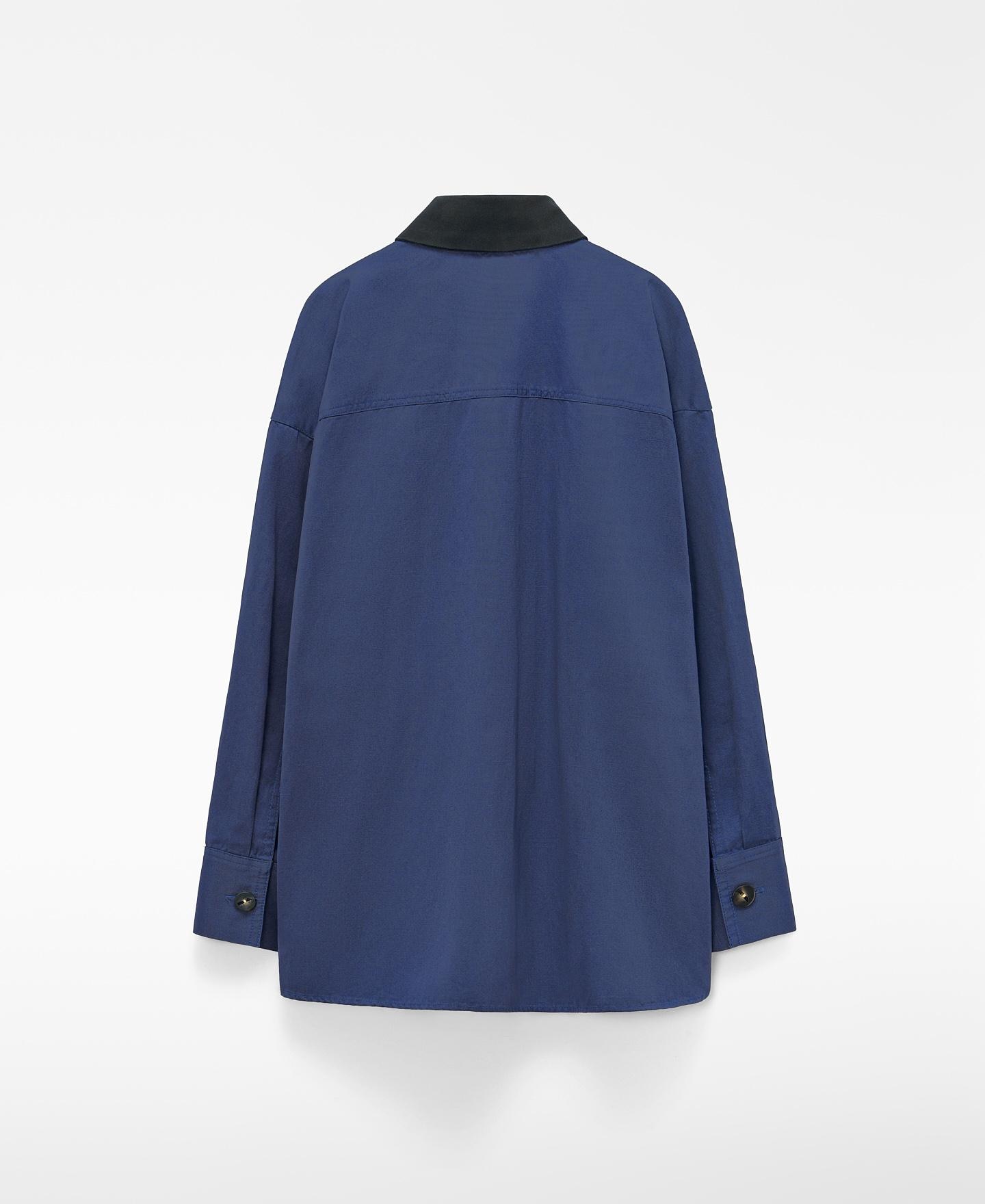 Sobrecamisa Oversize com Gola em Contraste Azul-6