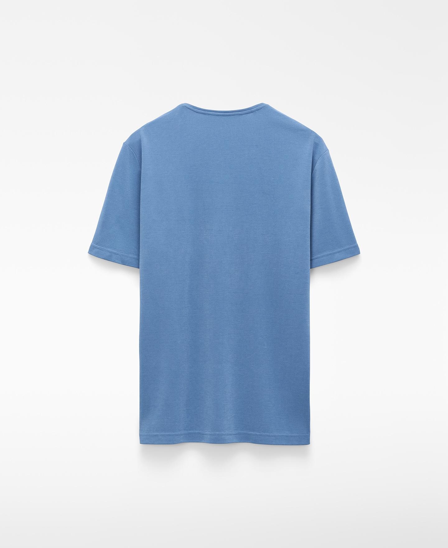 T-shirt de Manga Curta com Gola Redonda Azul-6