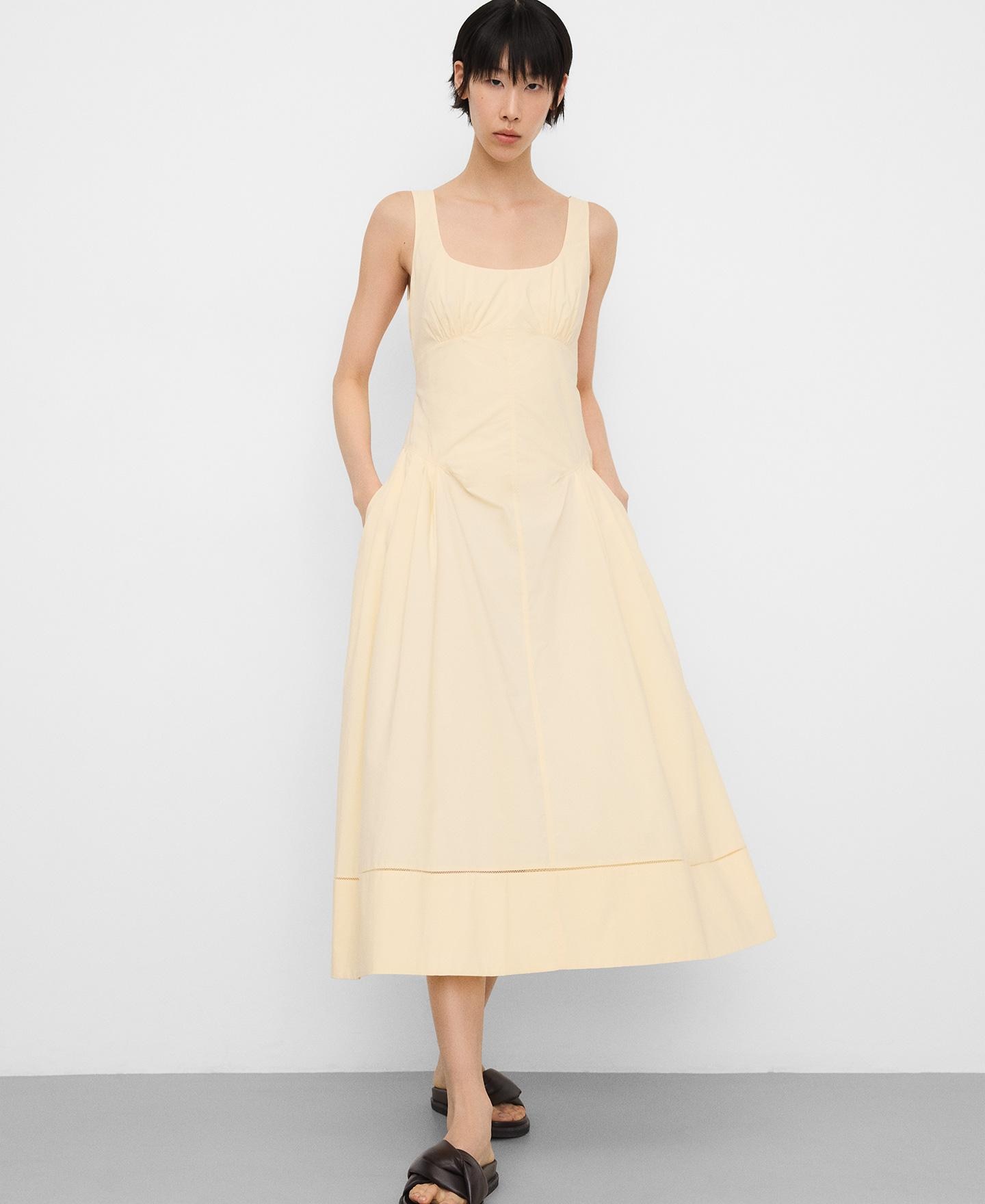 Vestido de Alças com Cintura Ajustada Creme-2