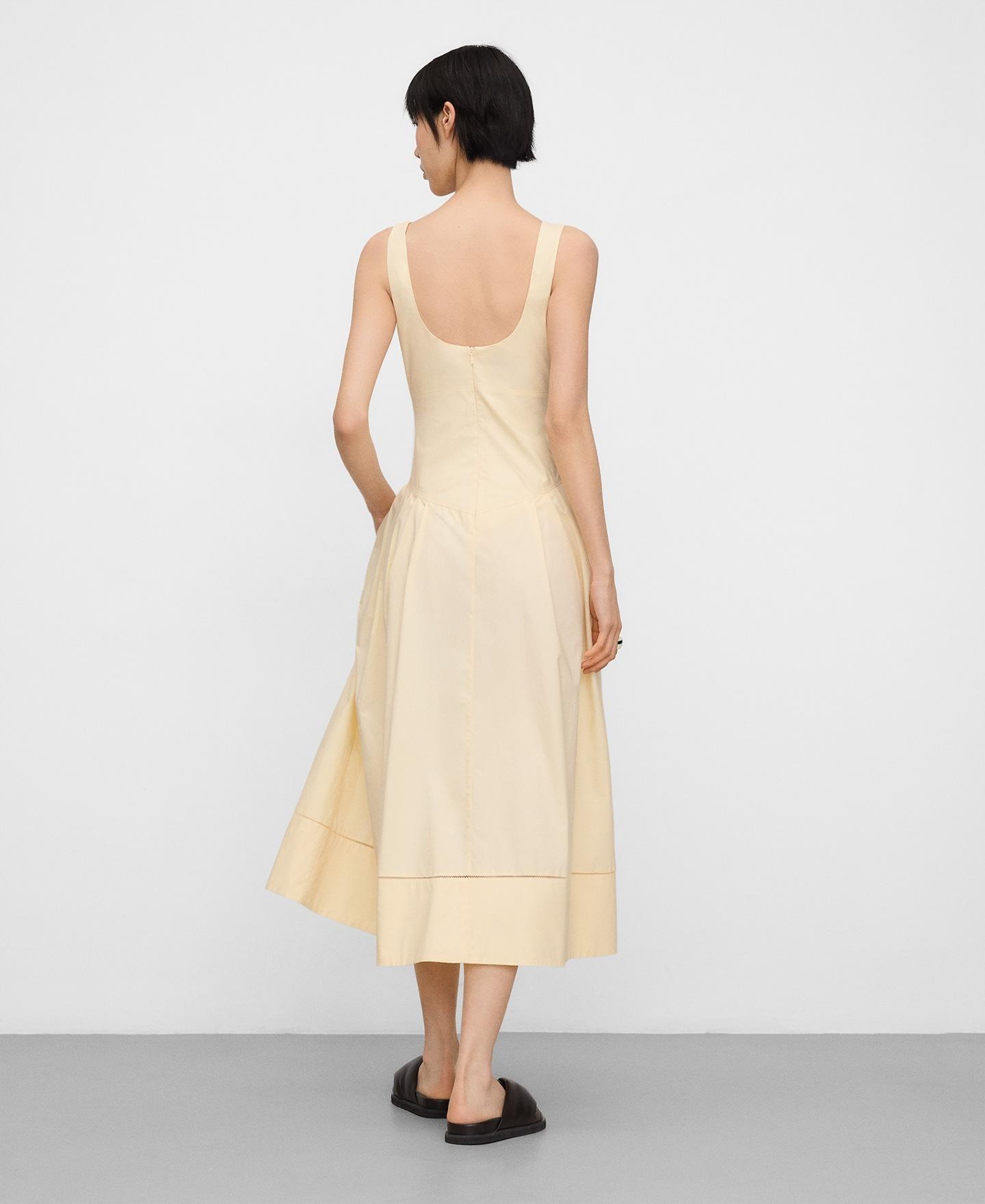 Vestido de Alças com Cintura Ajustada Creme-3