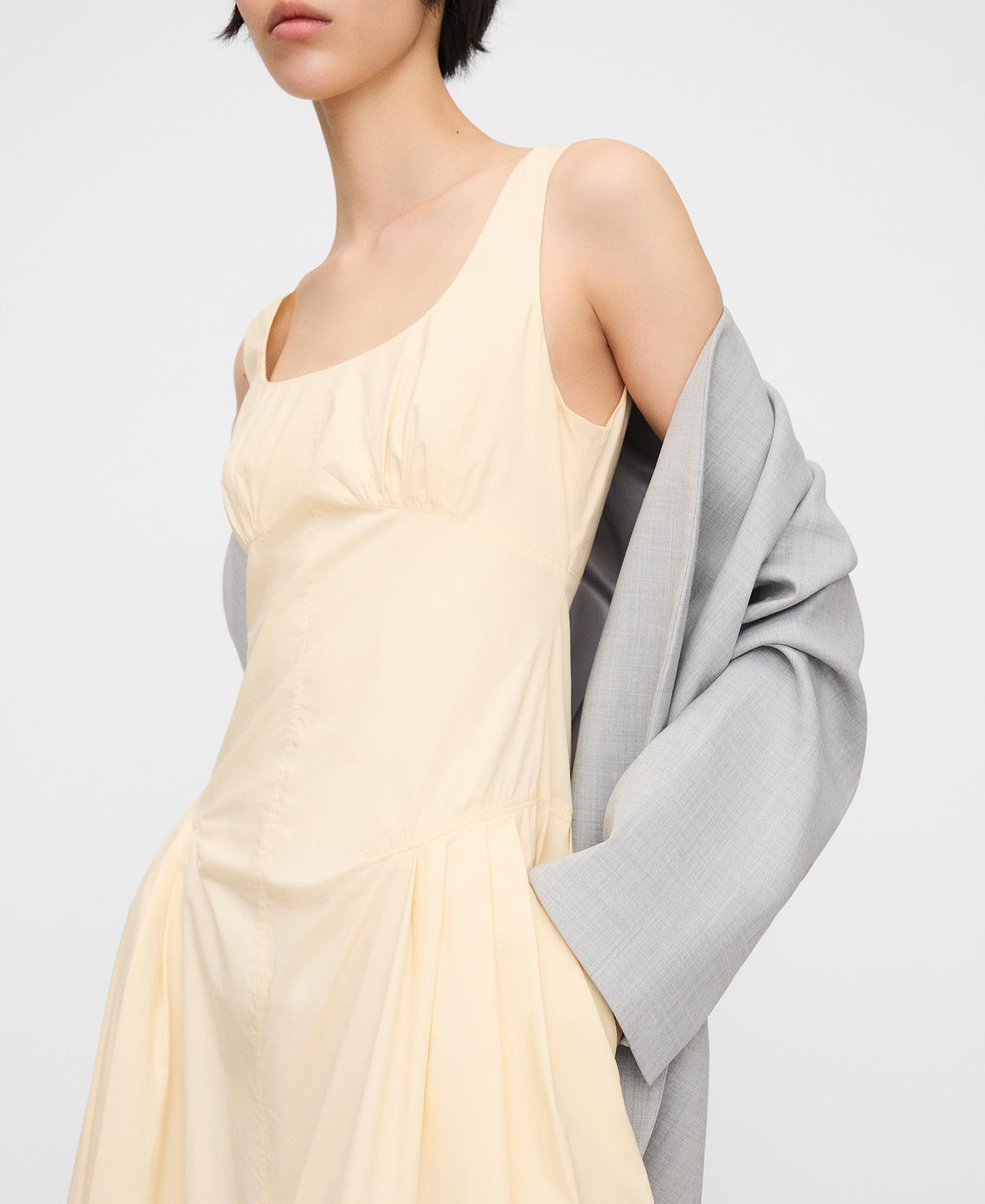 Vestido de Alças com Cintura Ajustada Creme-4