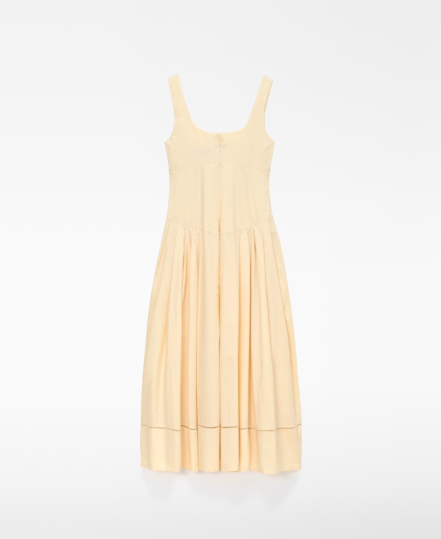 Vestido de Alças com Cintura Ajustada Creme-5