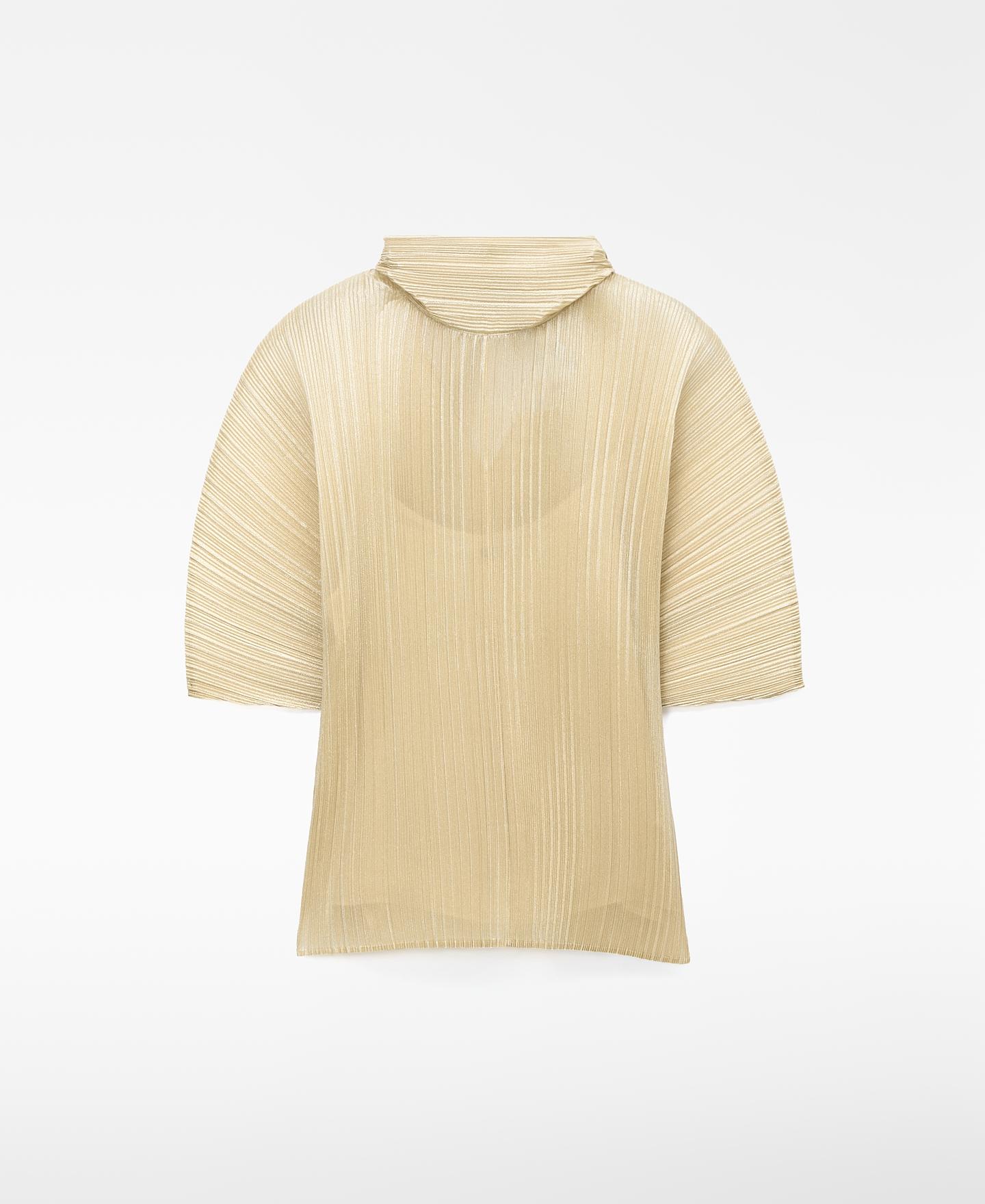 Top Plissado com Laçada nas Costas Dourado-5