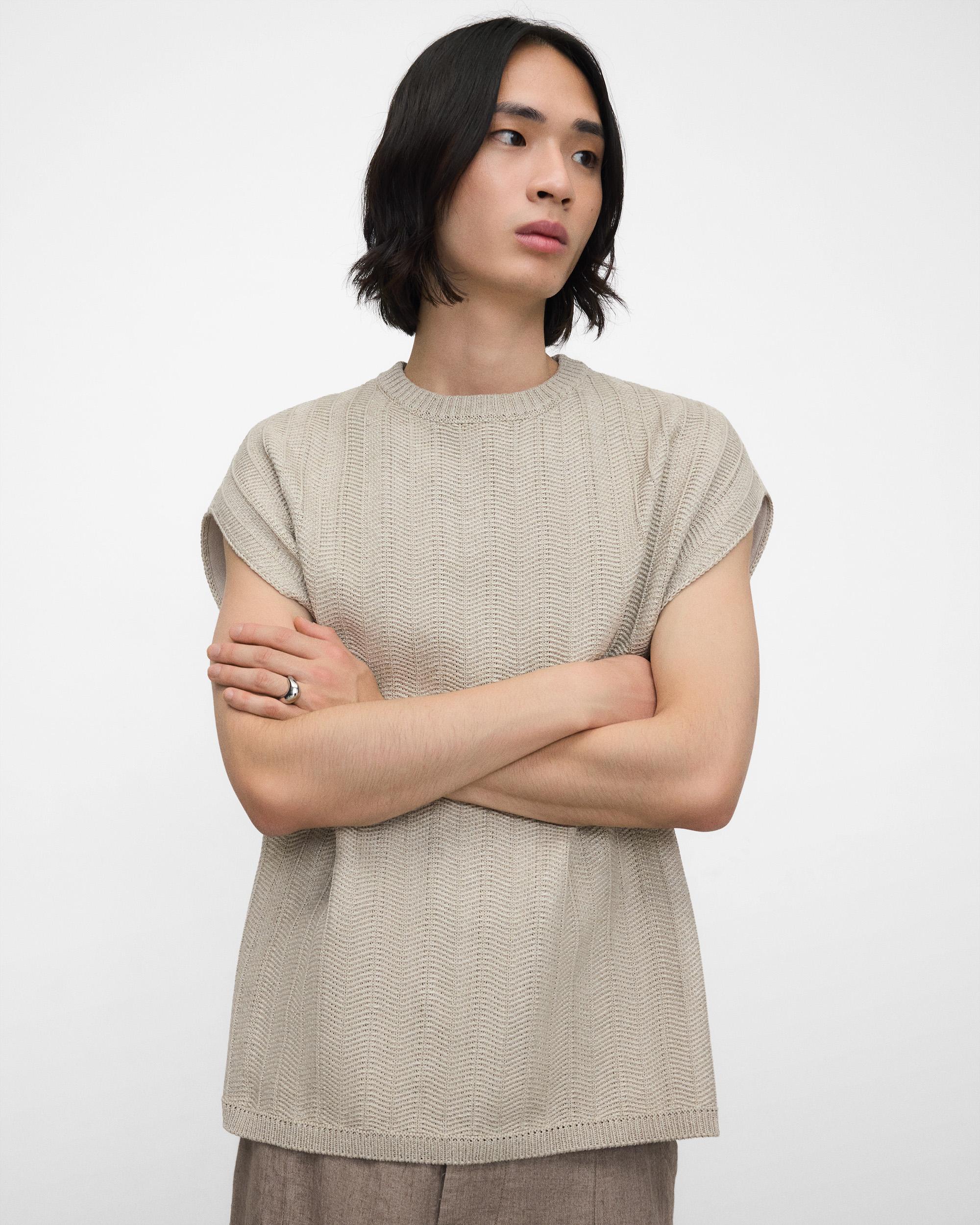Camisola Tipo Colete Oversize com Textura de Ráfia Natural-1