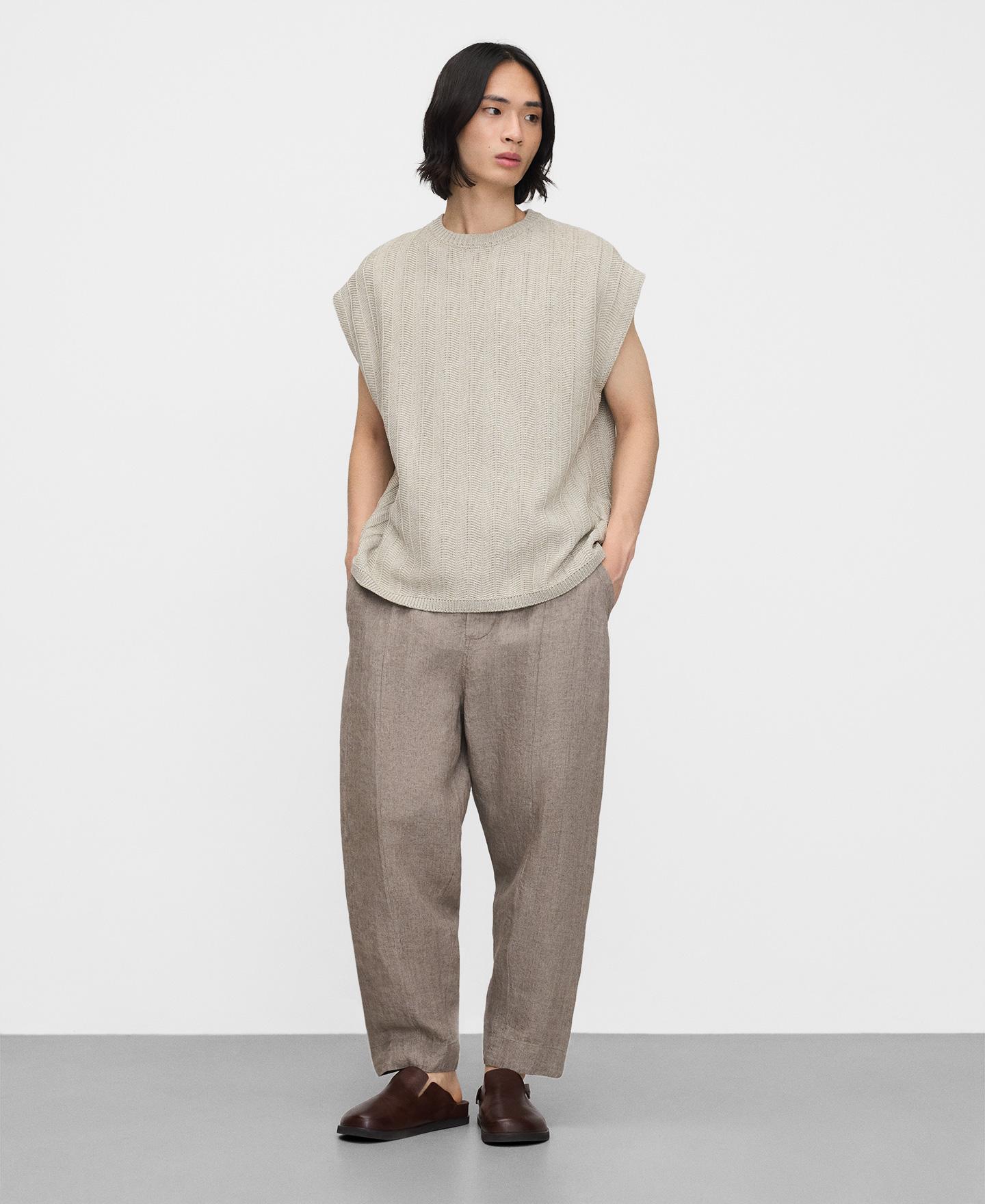 Camisola Tipo Colete Oversize com Textura de Ráfia Natural-2