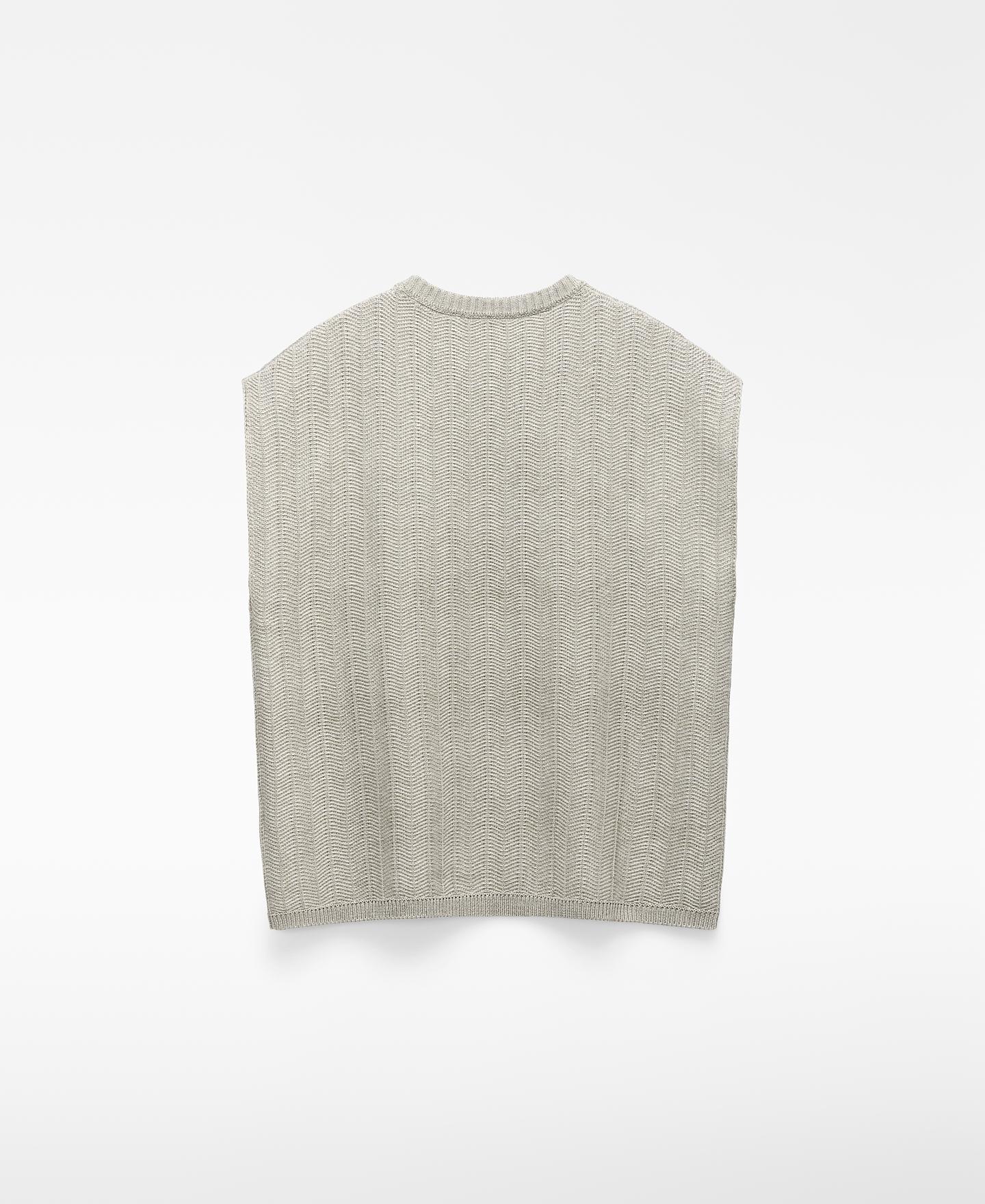 Camisola Tipo Colete Oversize com Textura de Ráfia Natural-6