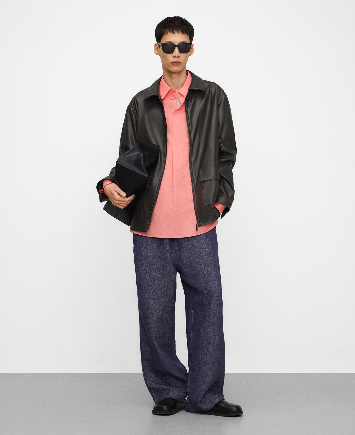Camisa Oversize com Meia Aba Coral-2
