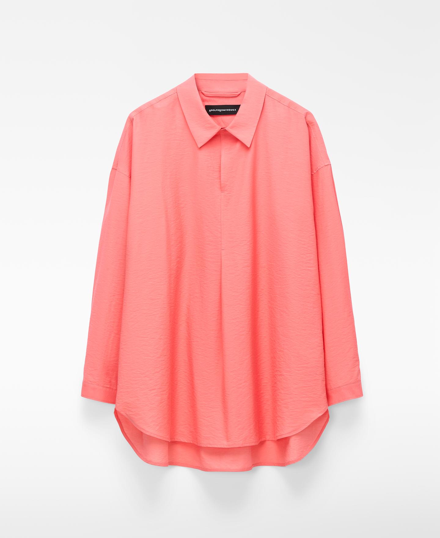 Camisa Oversize com Meia Aba Coral-6