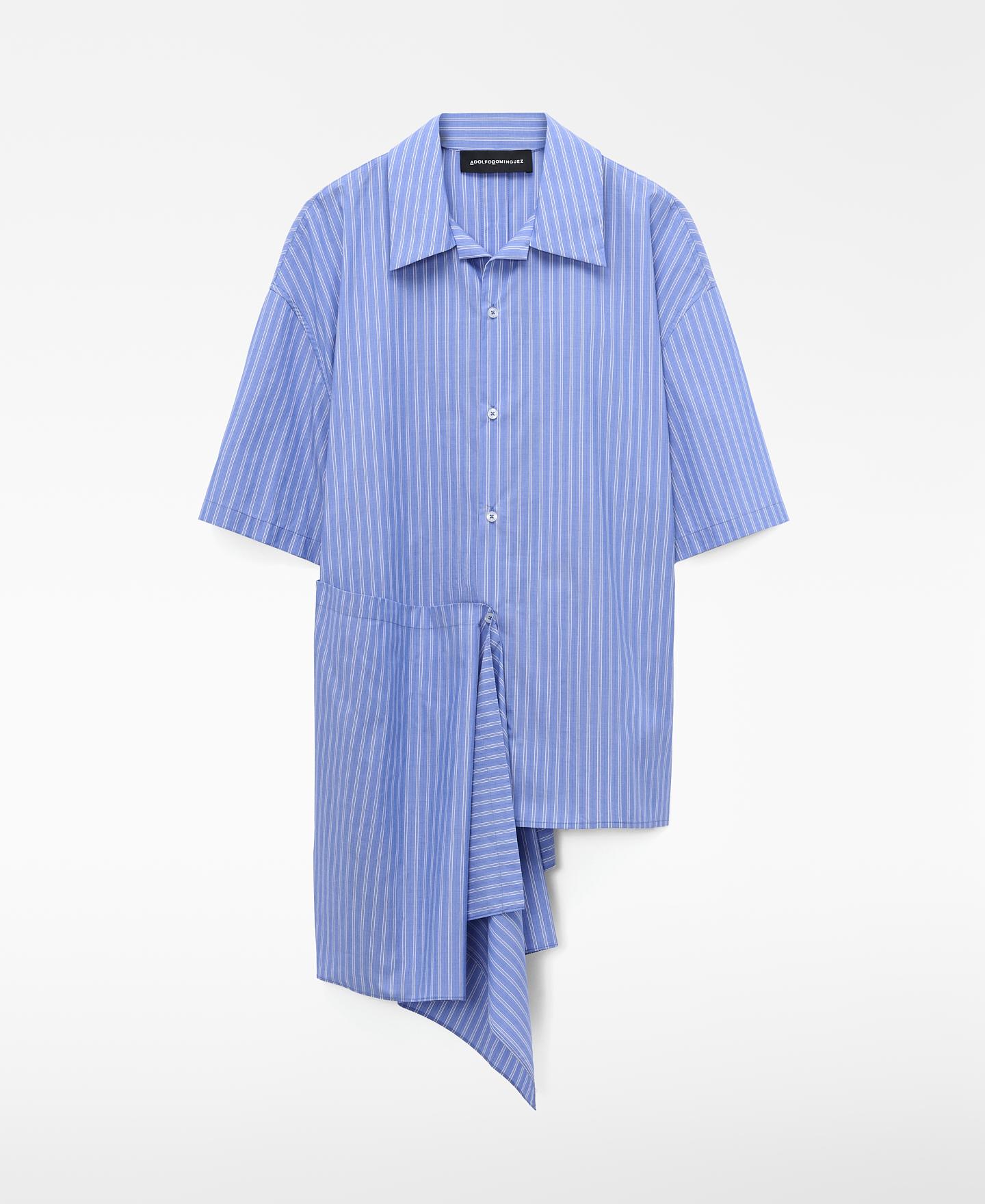 Camisa Multiposições de Algodão Às Riscas Azul / Branco-2