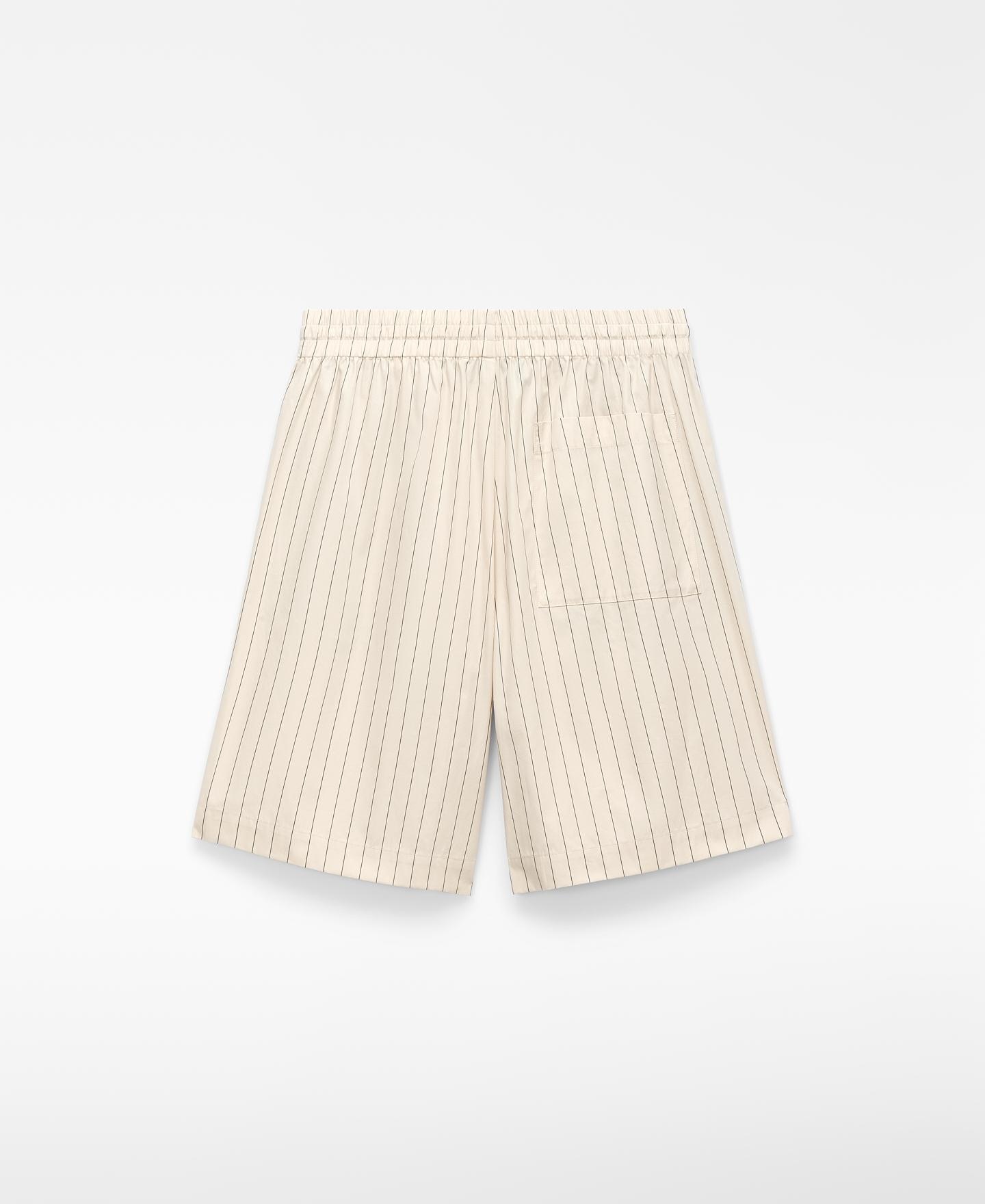 Bermudas Relaxed Fit Às Riscas Bege-6